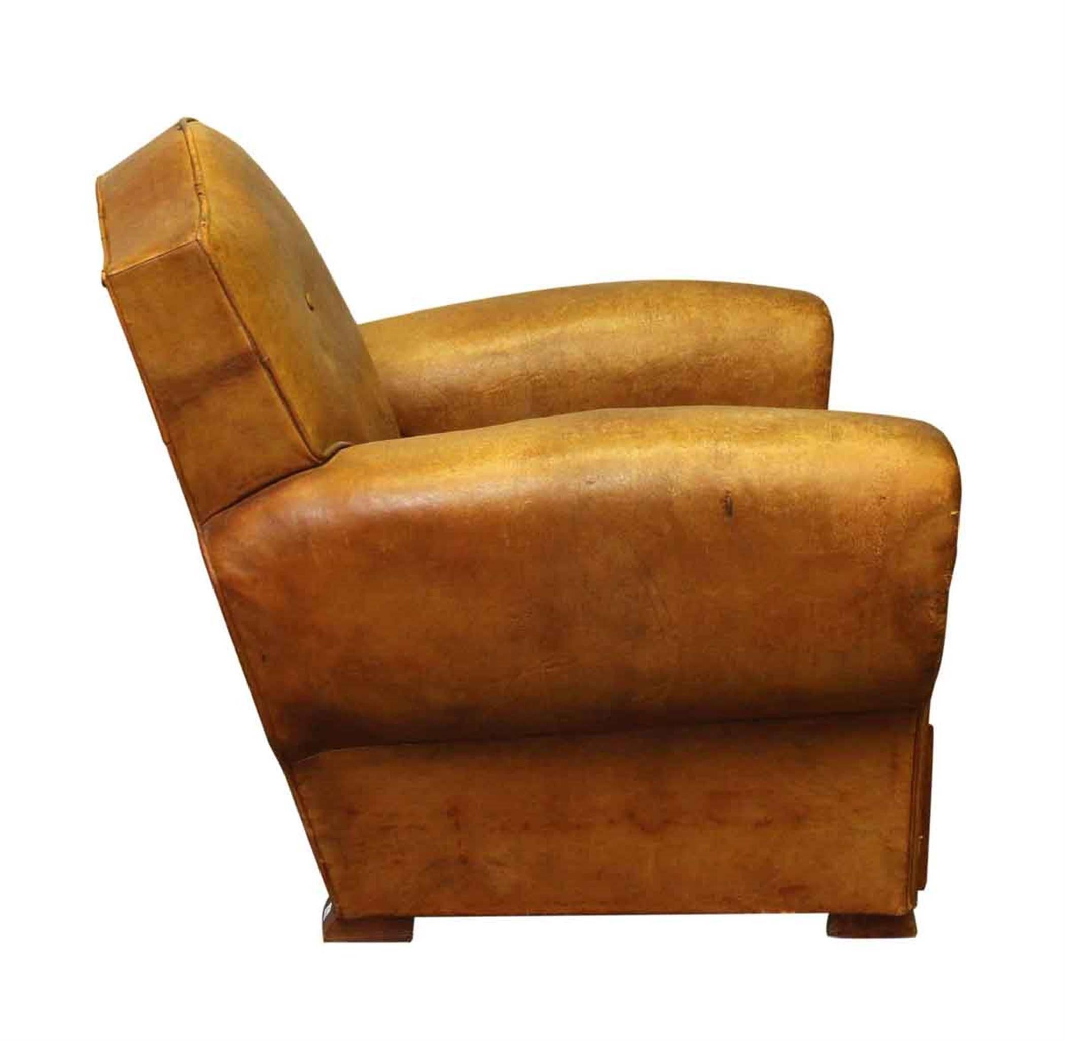 1960s Single Brown French Studded Back Club Chair In Excellent Condition In New York, NY