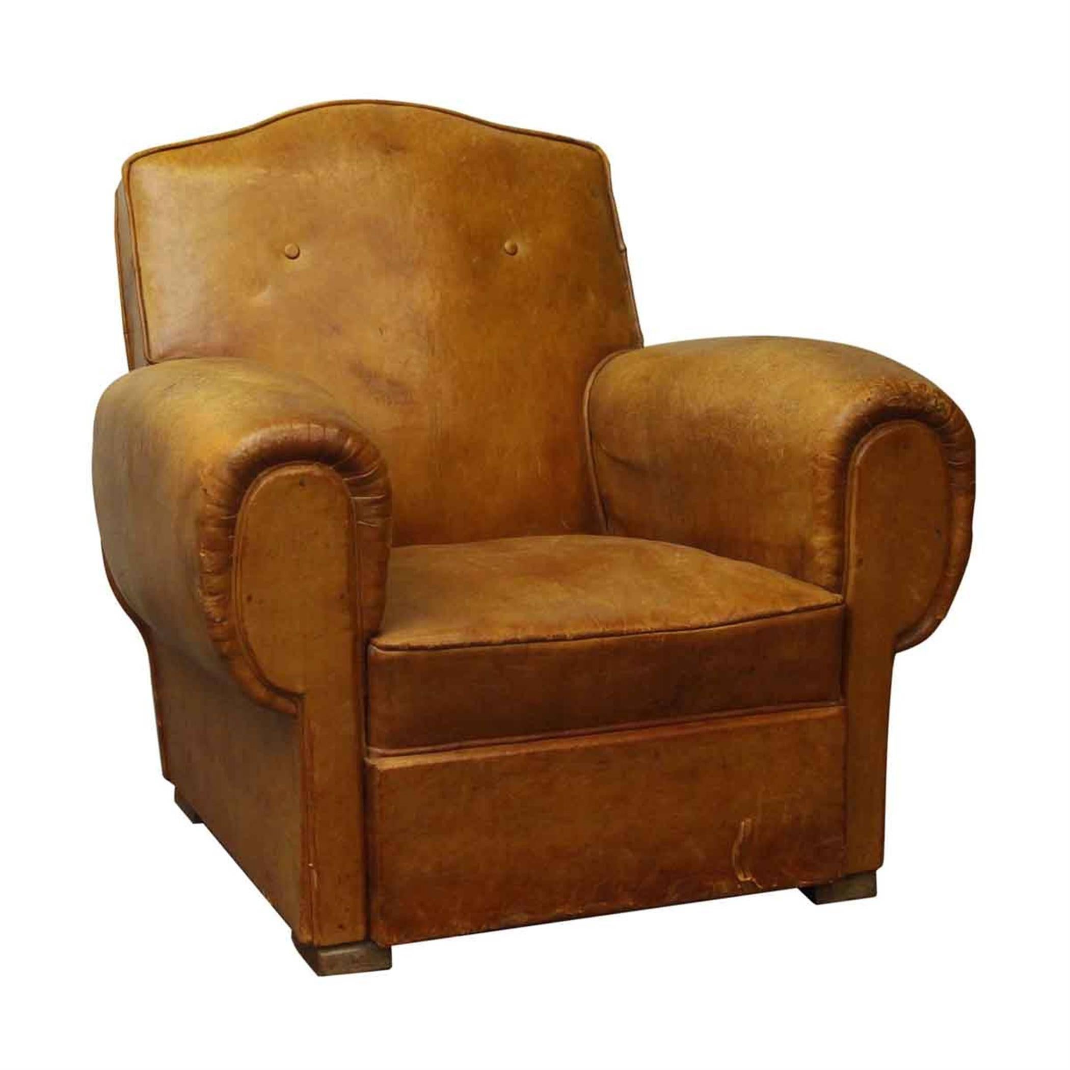 1960s Single Brown French Studded Back Club Chair