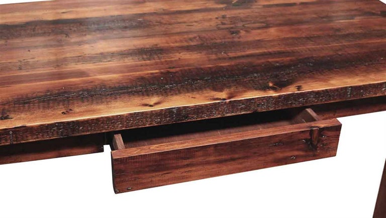 Pine Farm Table With One Drawer And Tapered Legs Done In A Provincial Stain For Sale At 1stdibs