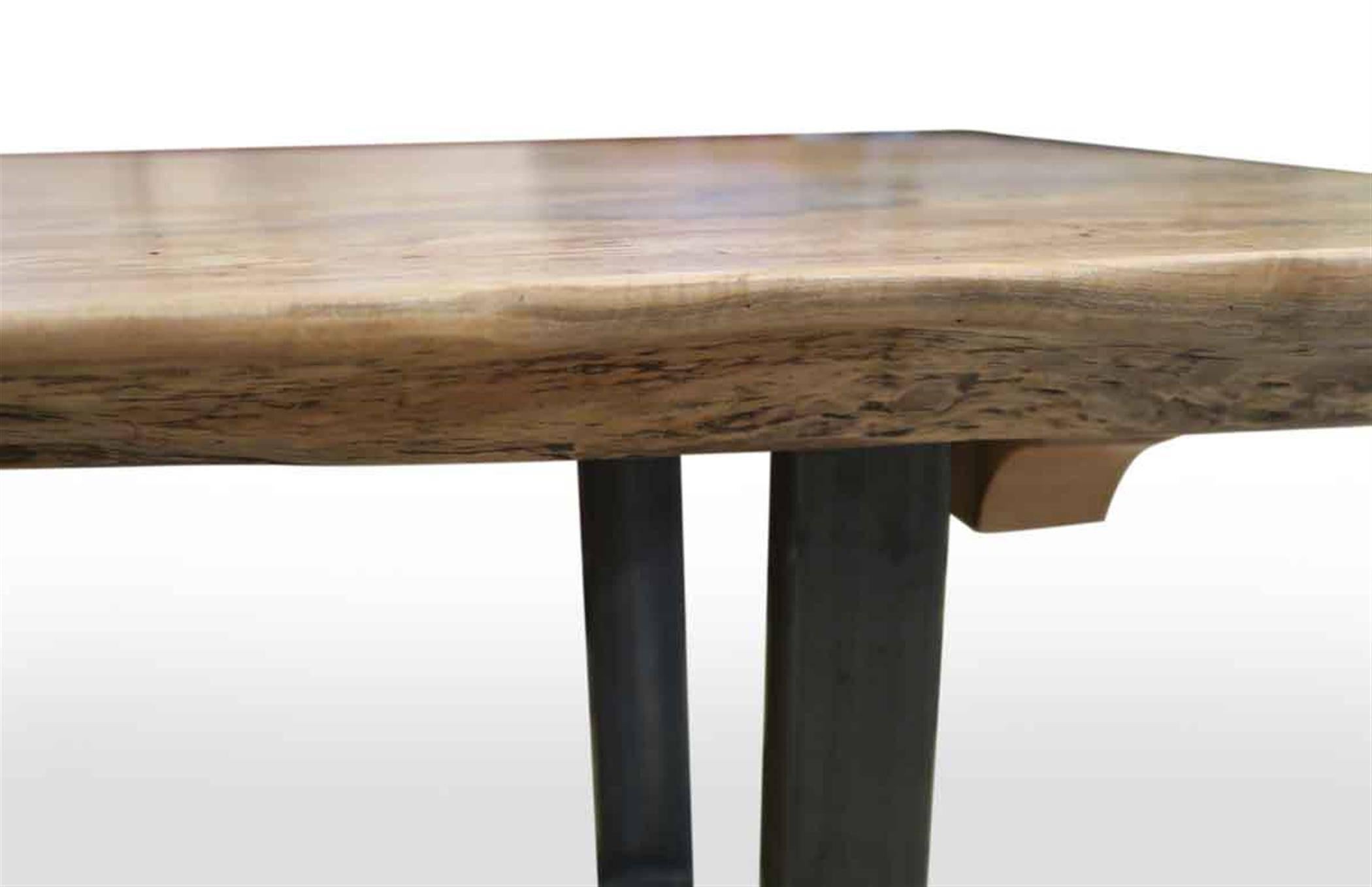Steel Live Edge Spalted Maple Coffee Mid-Century Modern Style Table with U Framed Legs