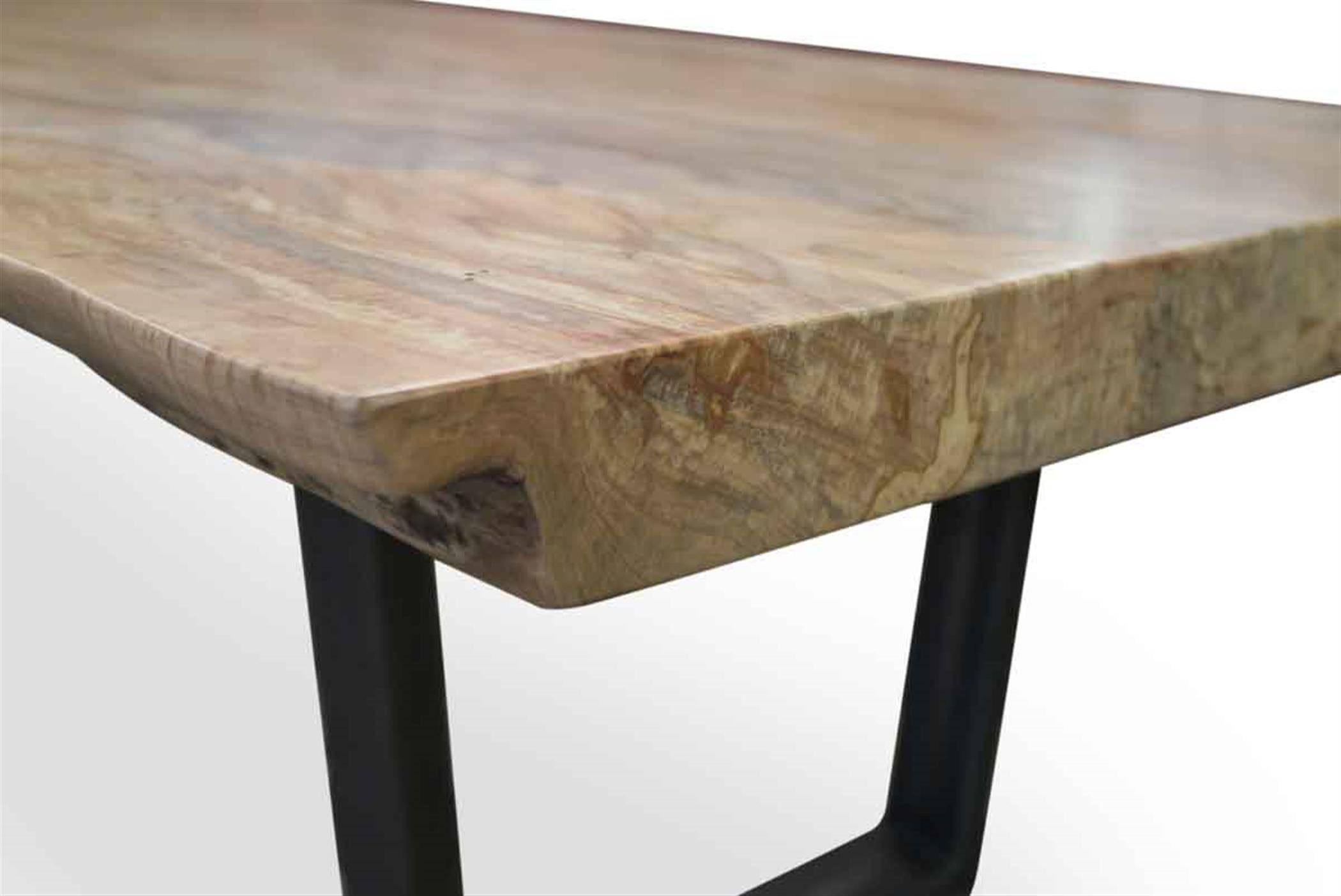 Live Edge Spalted Maple Coffee Mid-Century Modern Style Table with U Framed Legs 2