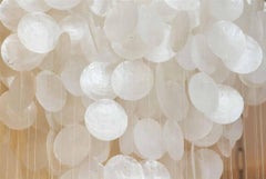 1990s Midcentury Chime with Genuine White Capiz Shell and Light