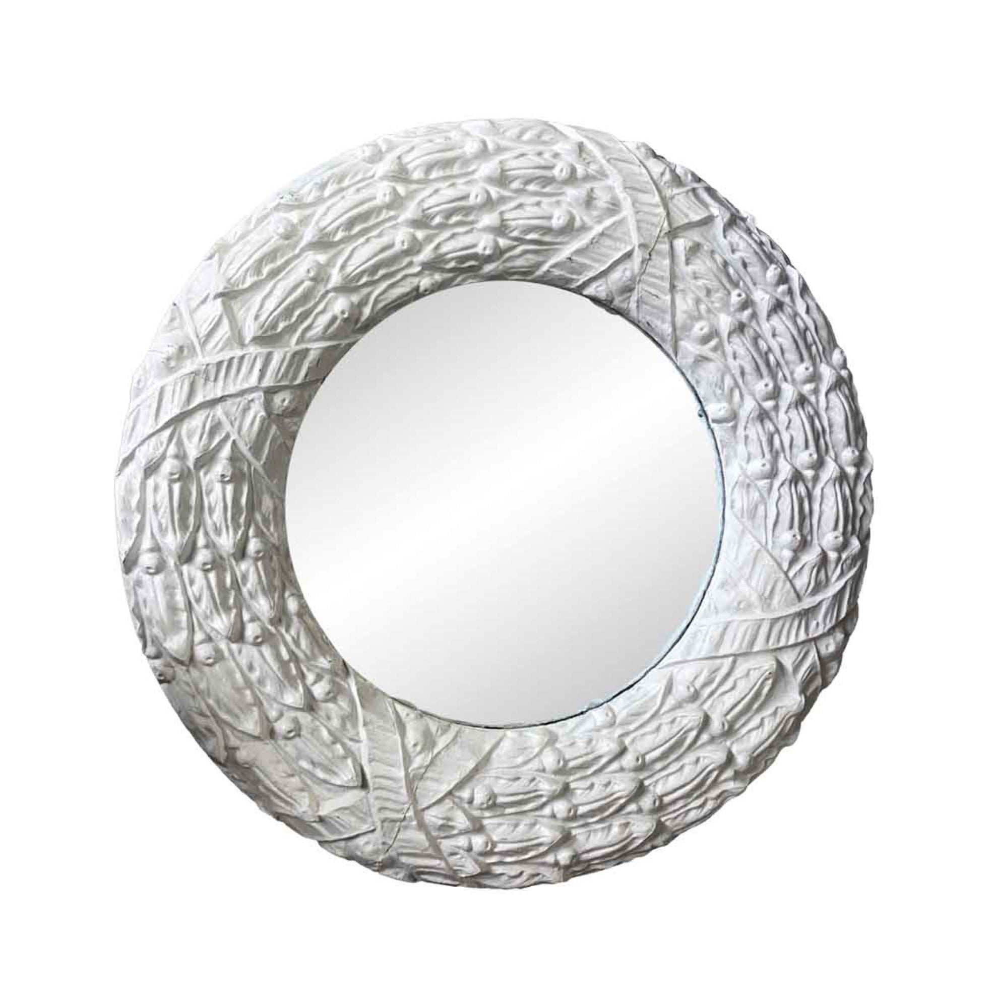 1920s Antique Zinc Window Surround Circular Ornate Mirror With A