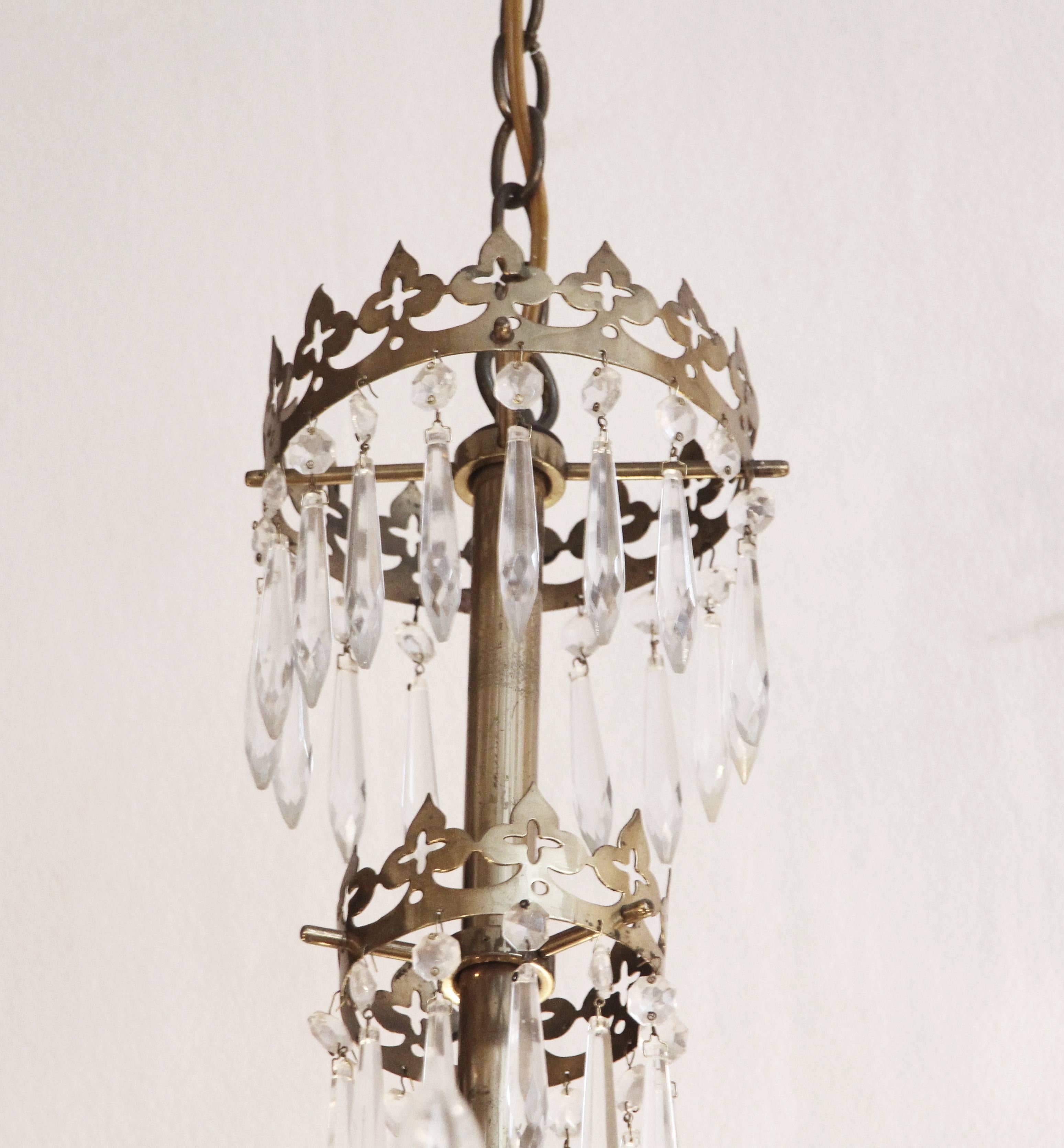 Baltic Style Six-Light Chandelier with Spike Crystals In Good Condition In New York, NY