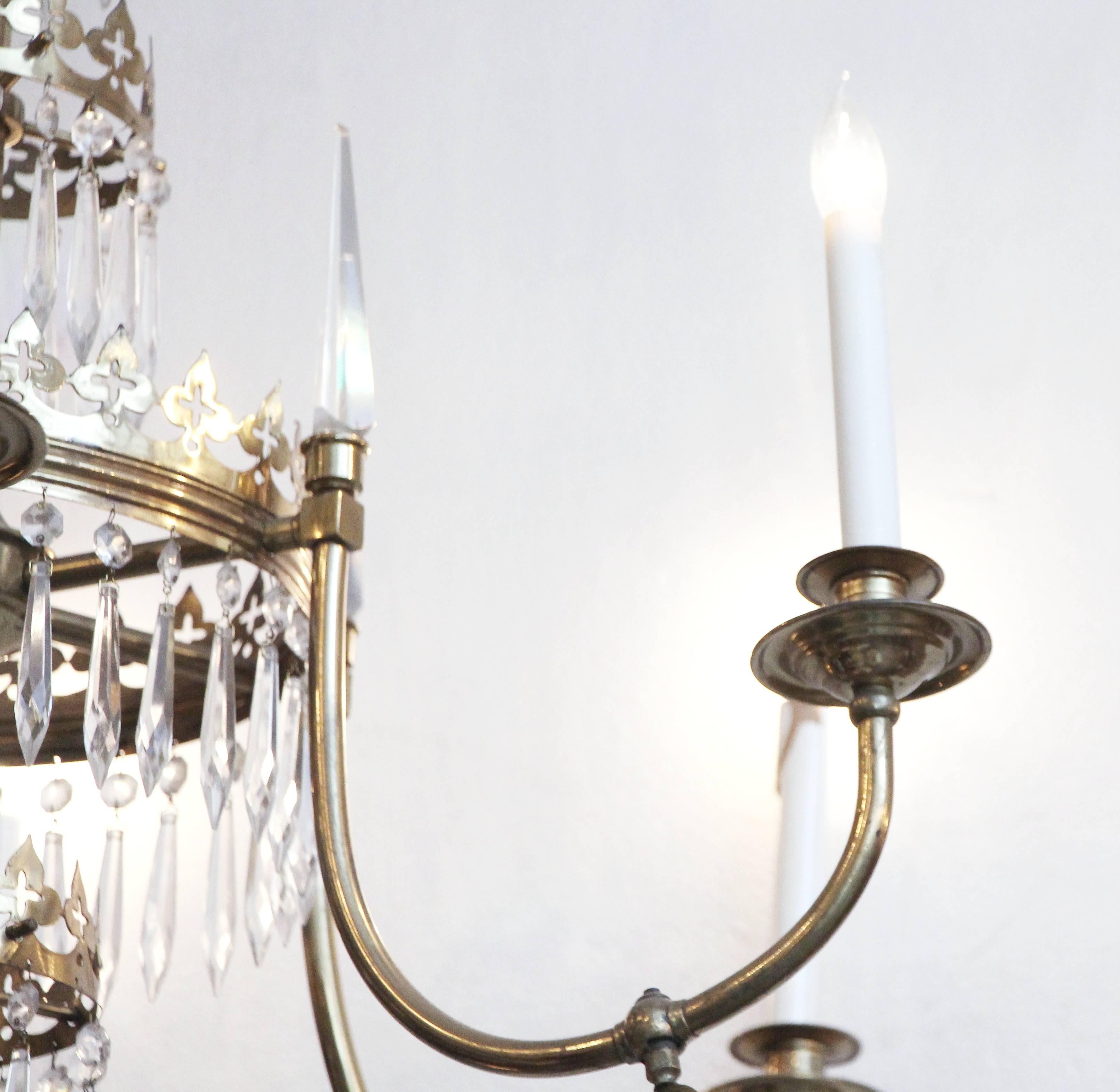 20th Century Baltic Style Six-Light Chandelier with Spike Crystals