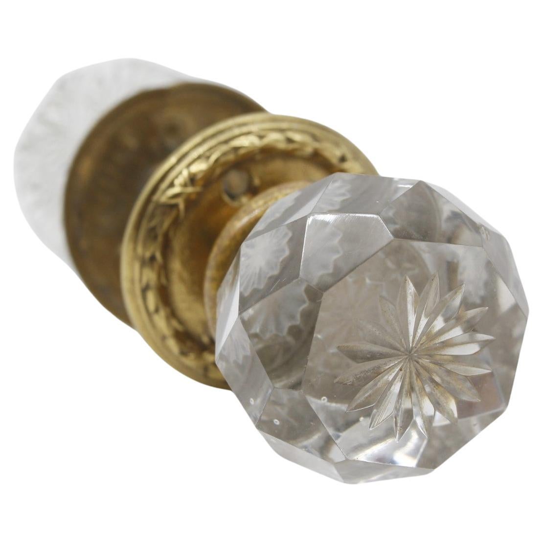 Unique Faceted Clear Glass Door Knob Set Incl Rosettes