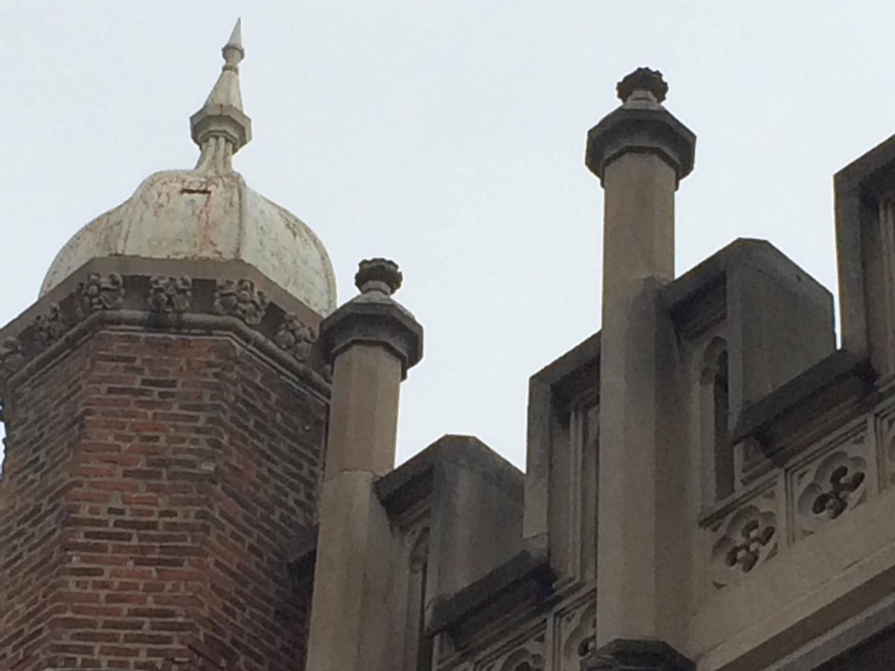 Early 20th Century 1910 Pair of Zinc Finials from a Historic PA Audubon High School Building