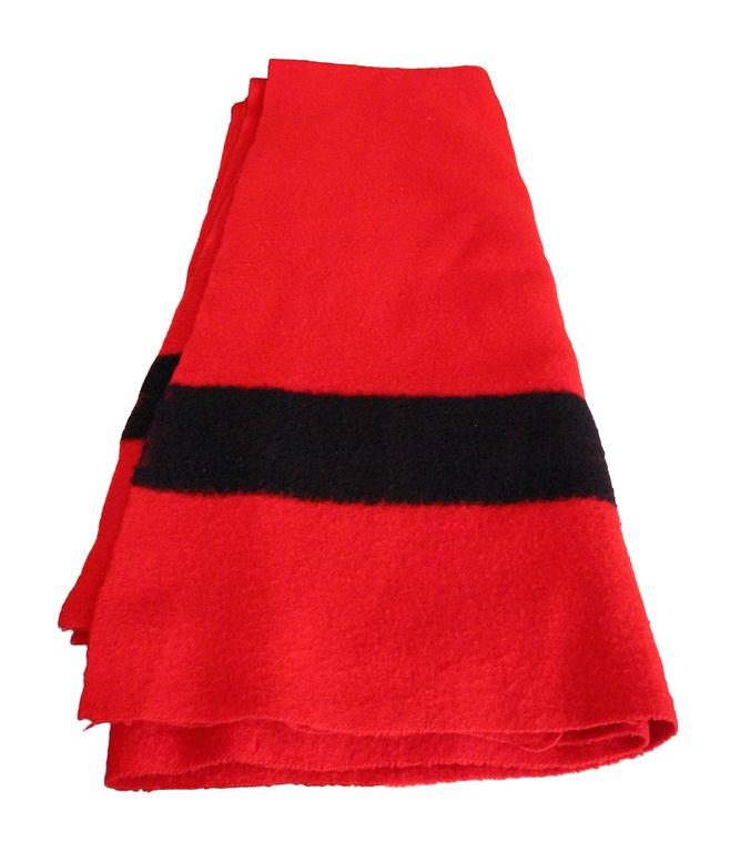 Hudson Bay Company Red Wool Blanket with Four Black Bands from England
