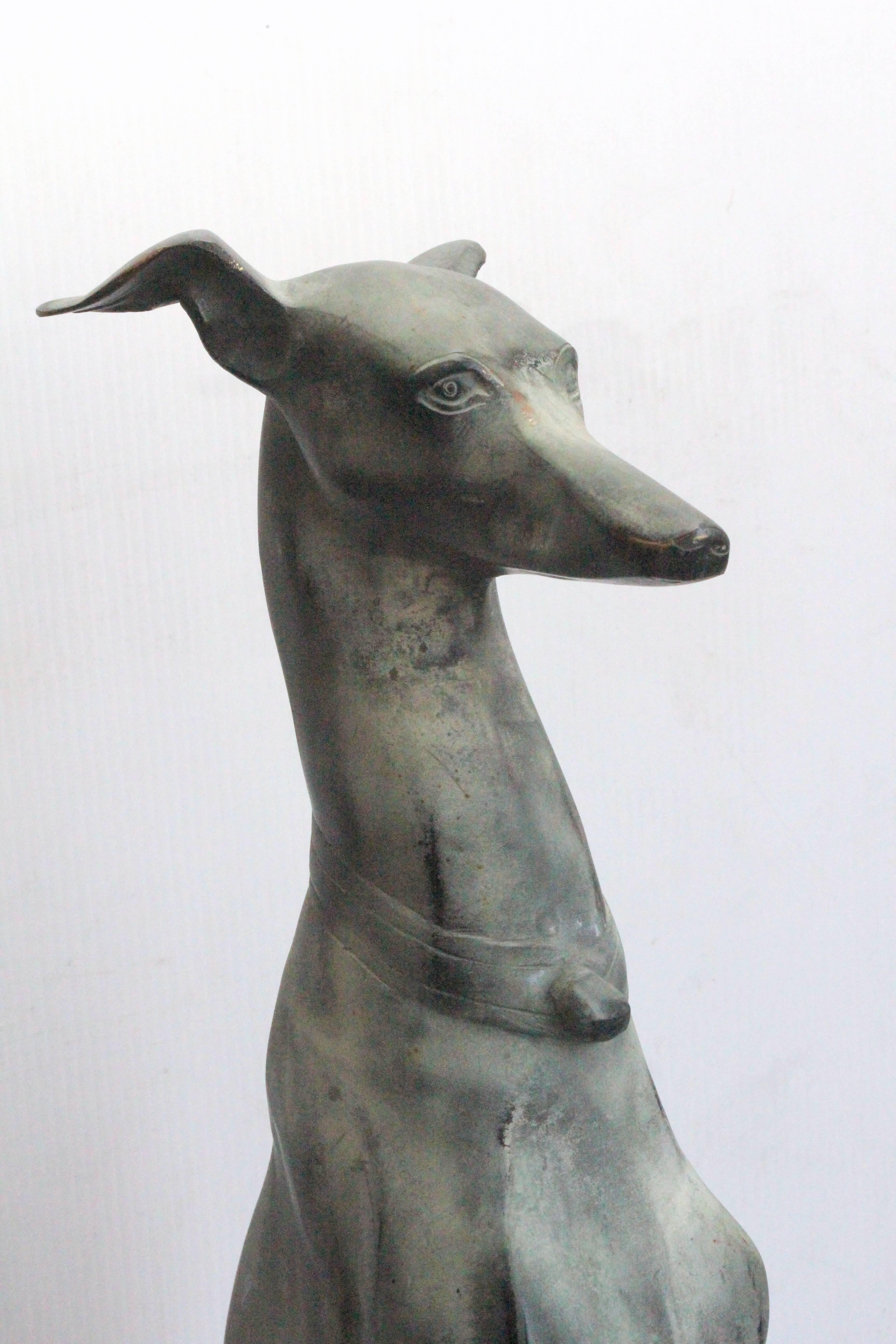 1980s Bronze Greyhound Statue In Excellent Condition In New York, NY