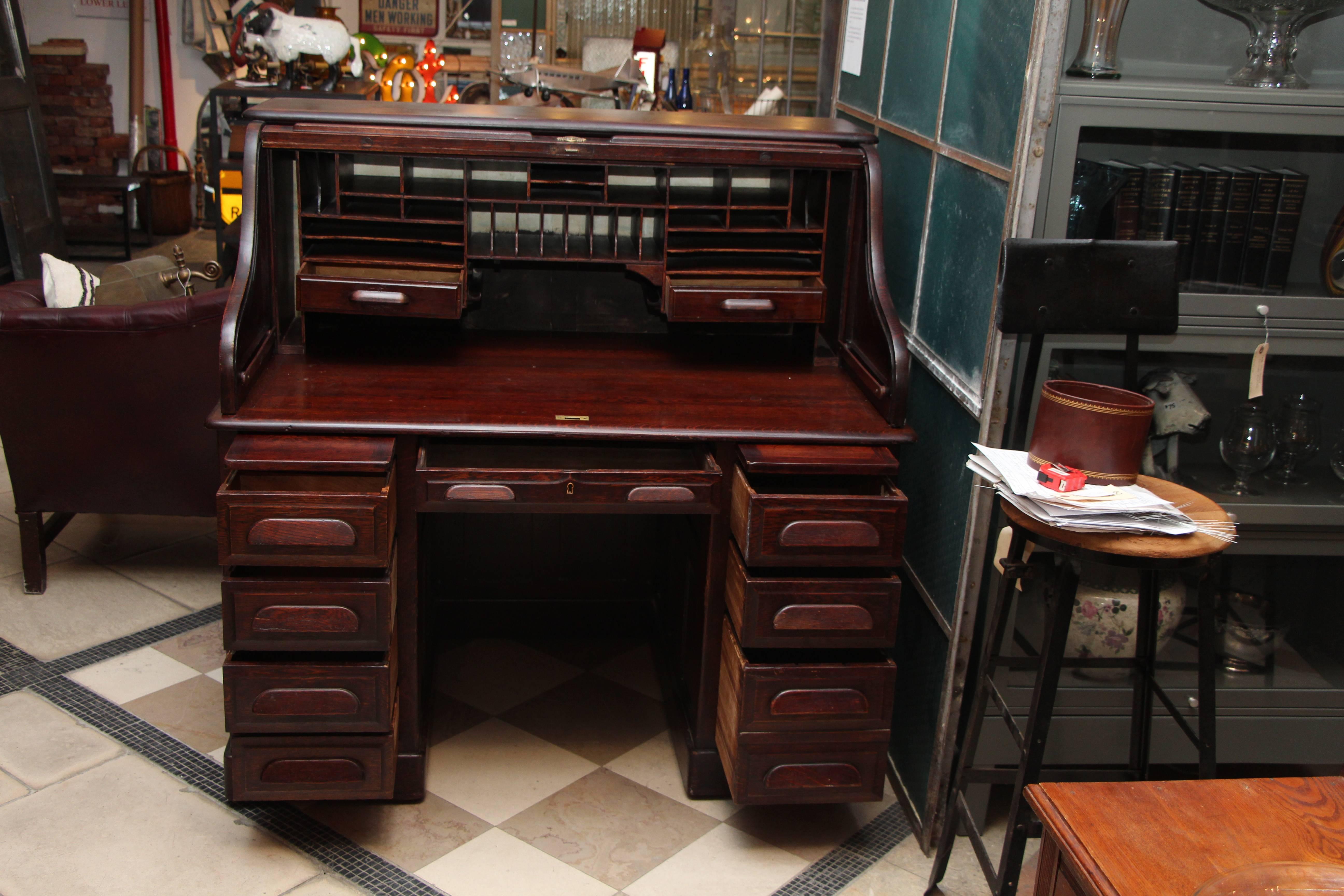 antique wooden desk with drawers