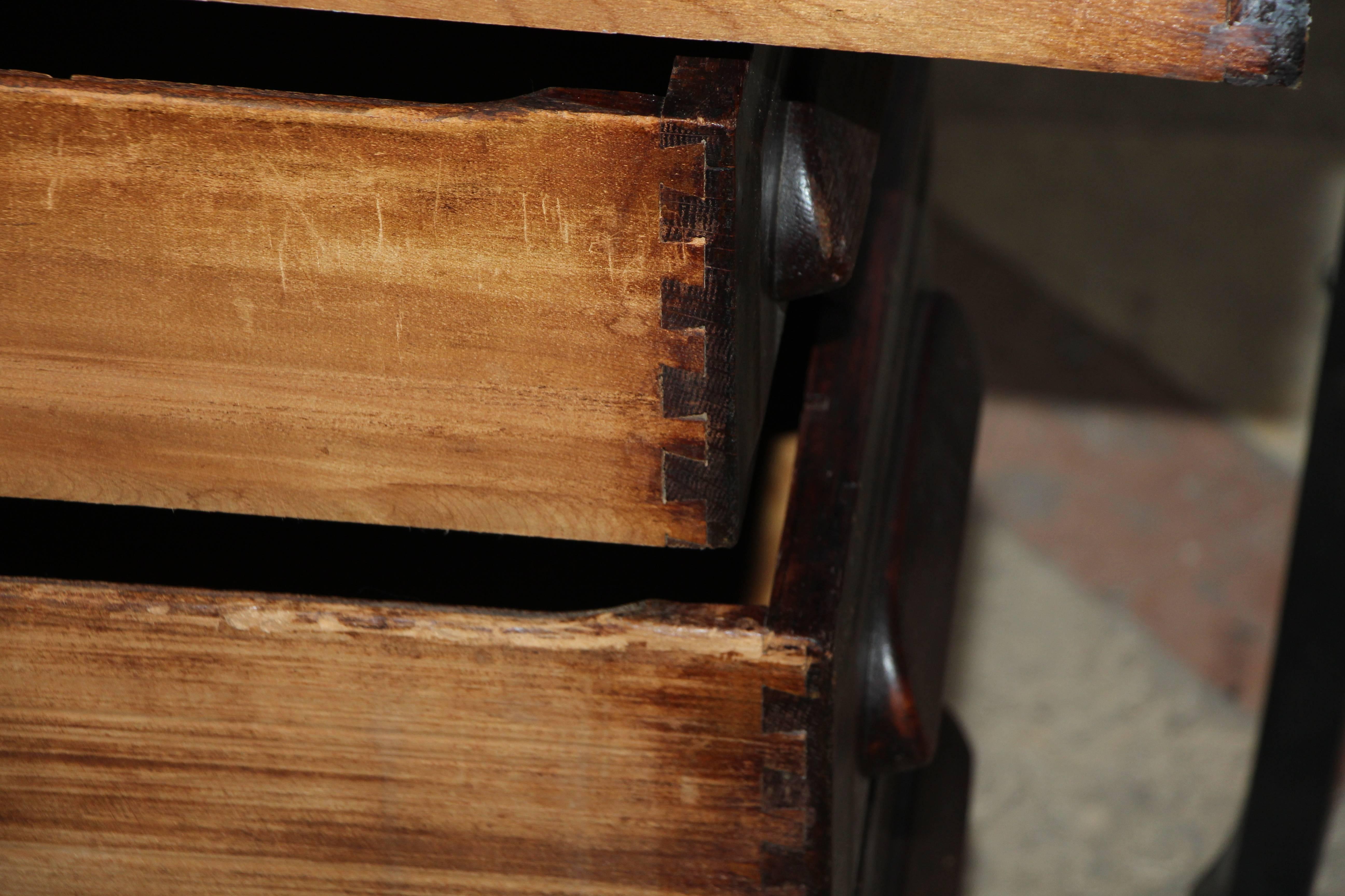 American 1910s Petite Antique Wooden Serpentine Roll Top Desk with Nine Drawers