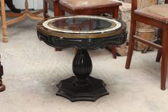 1980s Pair of Black Lacquered Inlaid Wood Neo Grecco Tables