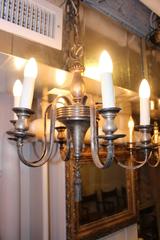1920s Silver Plated Six-Light Colonial Style Chandelier