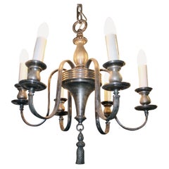 1920s Silver Plated Six-Light Colonial Style Chandelier
