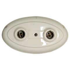 White Porcelain 2 Exposed Bulb Flush Mount Light