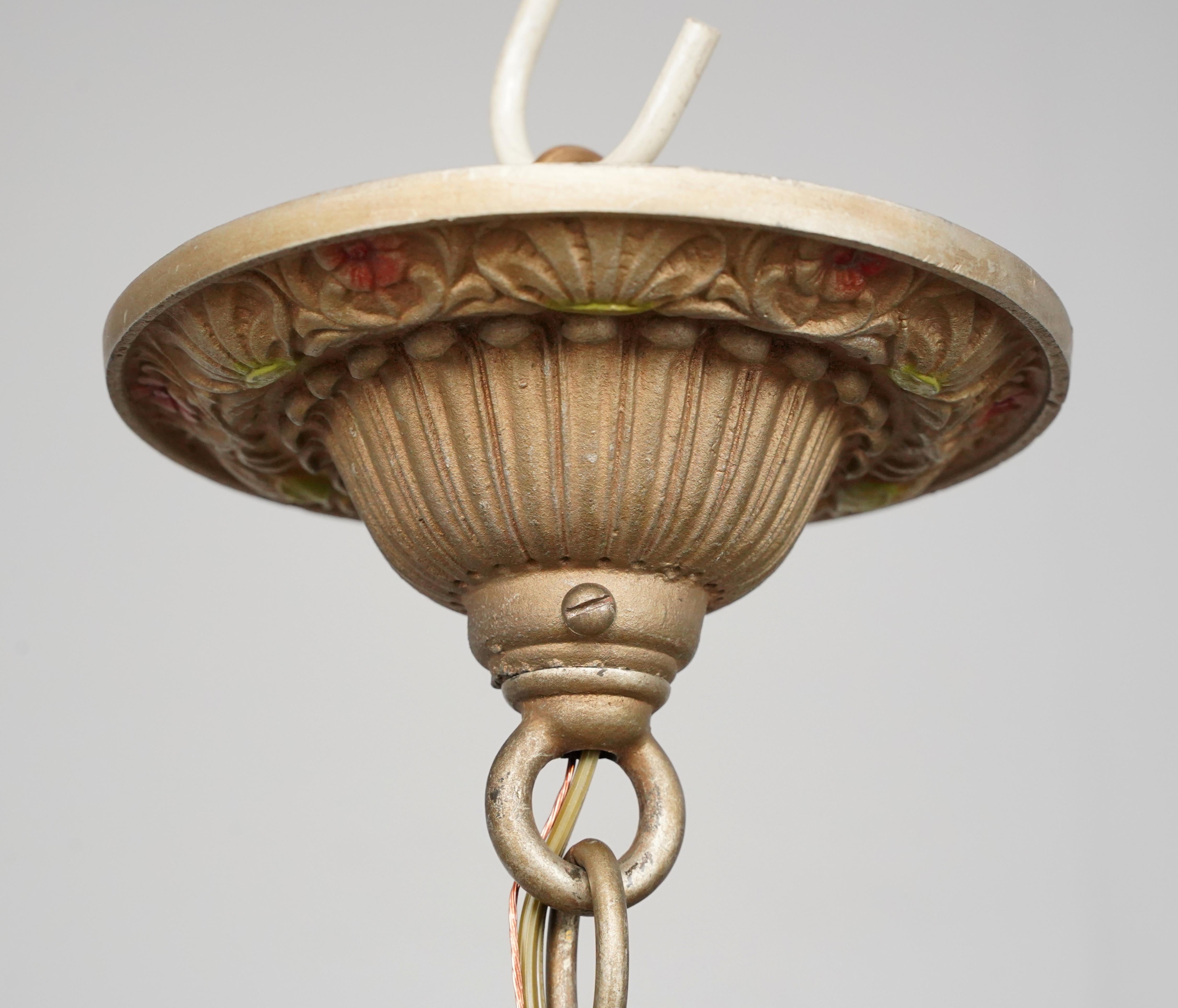Rewired Brass 5 Arm Ornate Chandelier For Sale 4