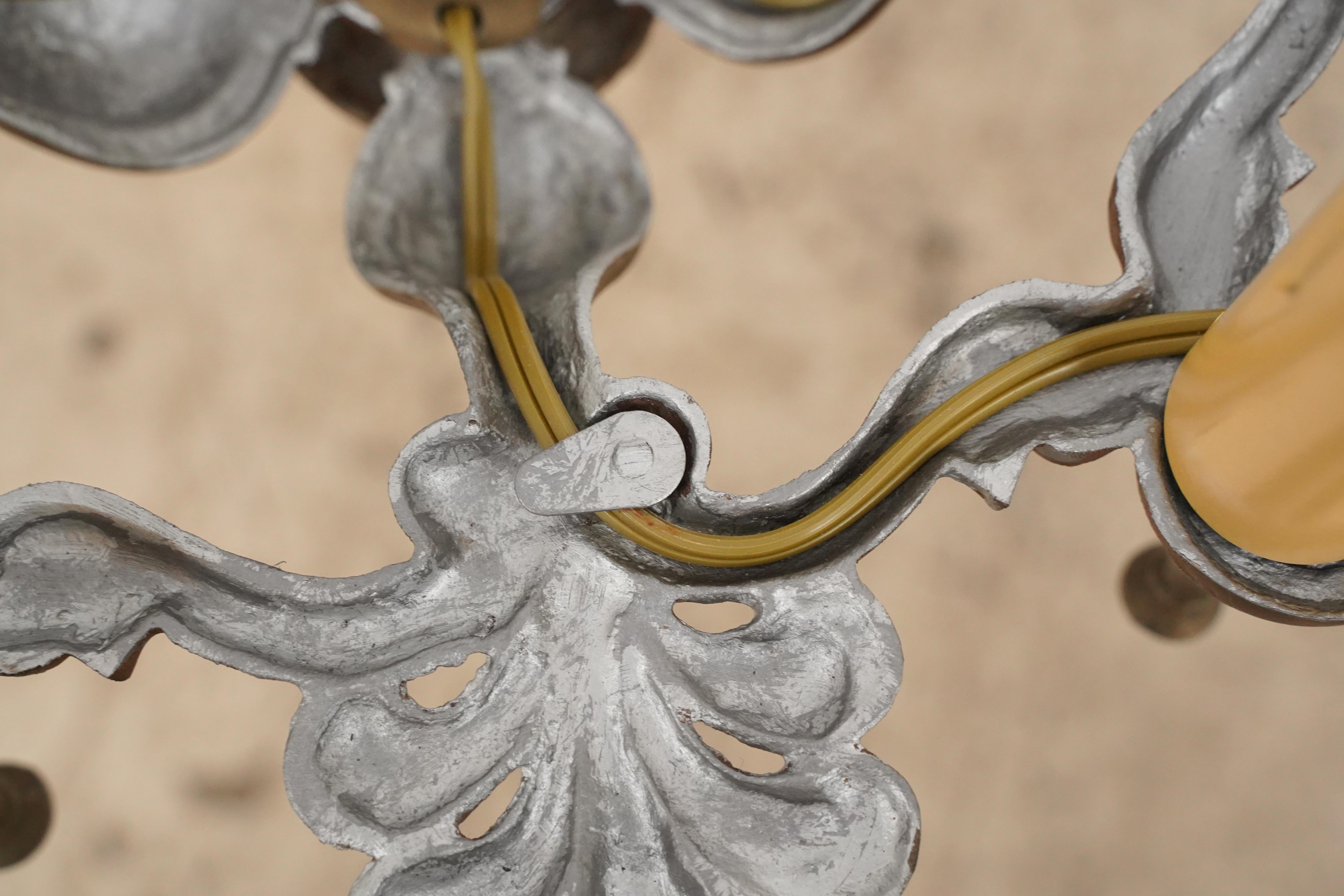 Rewired Brass 5 Arm Ornate Chandelier For Sale 5