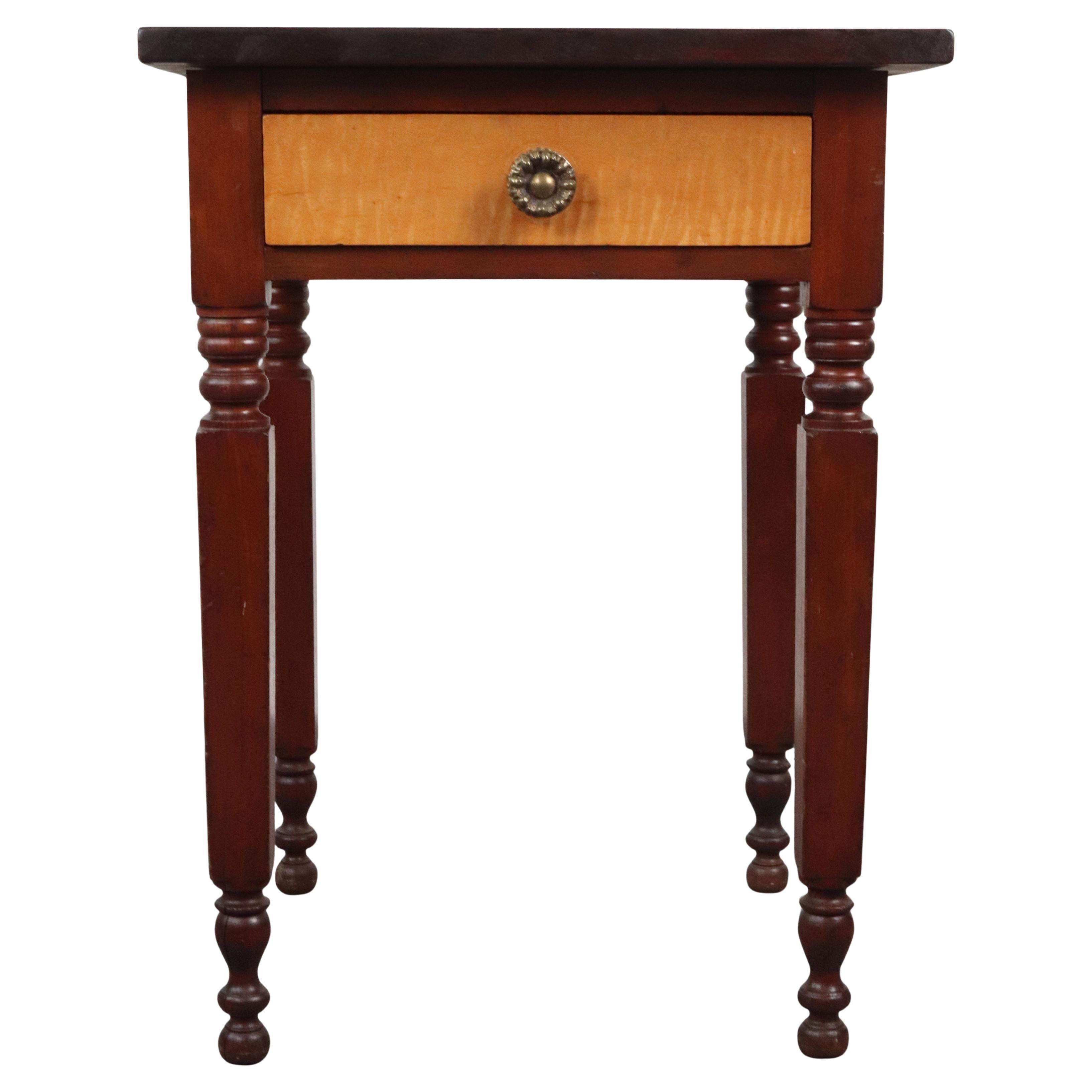 Sheraton Pine, Maple Cherry Wood 1 Drawer Side Table For Sale