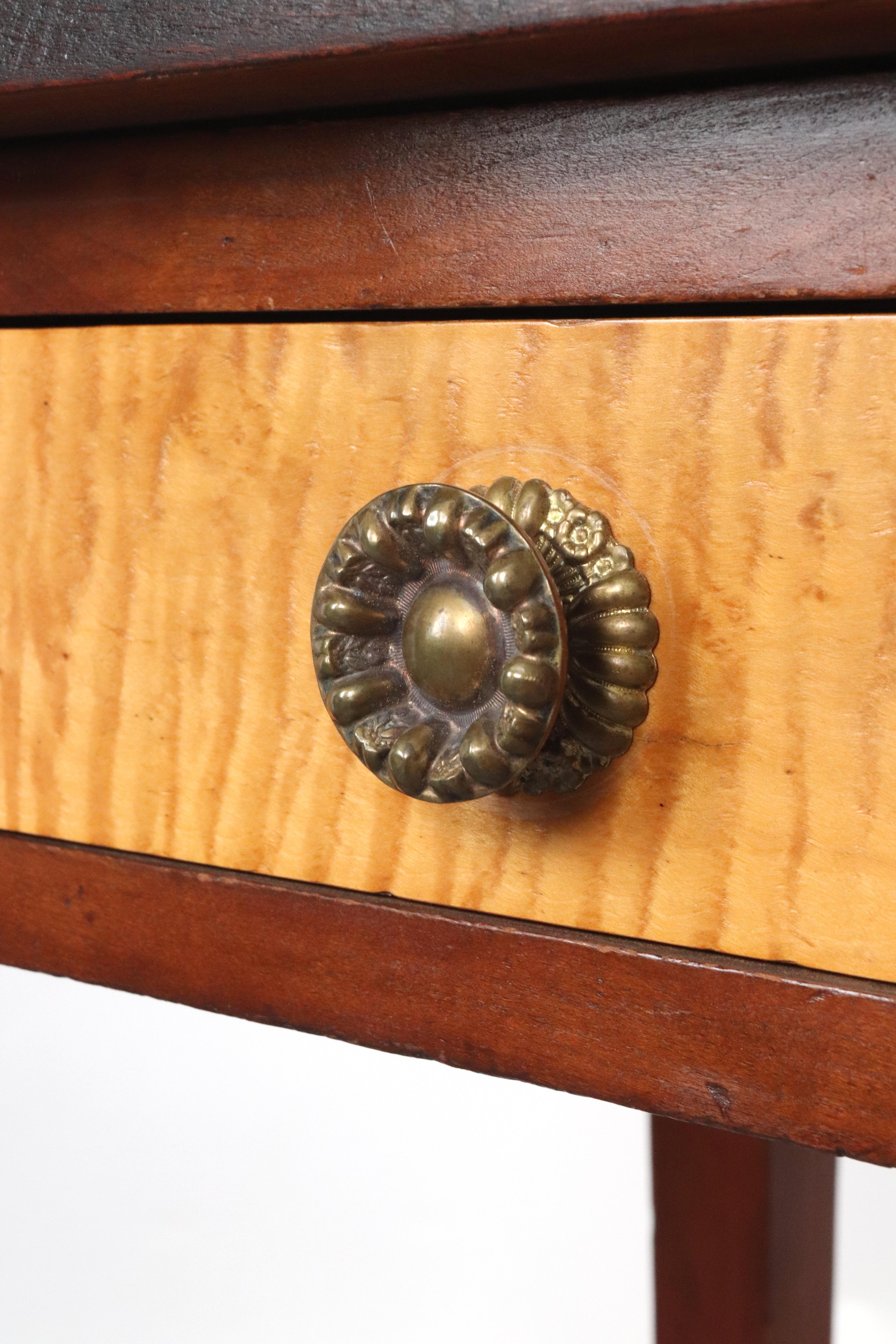 19th Century Sheraton Pine, Maple Cherry Wood 1 Drawer Side Table For Sale