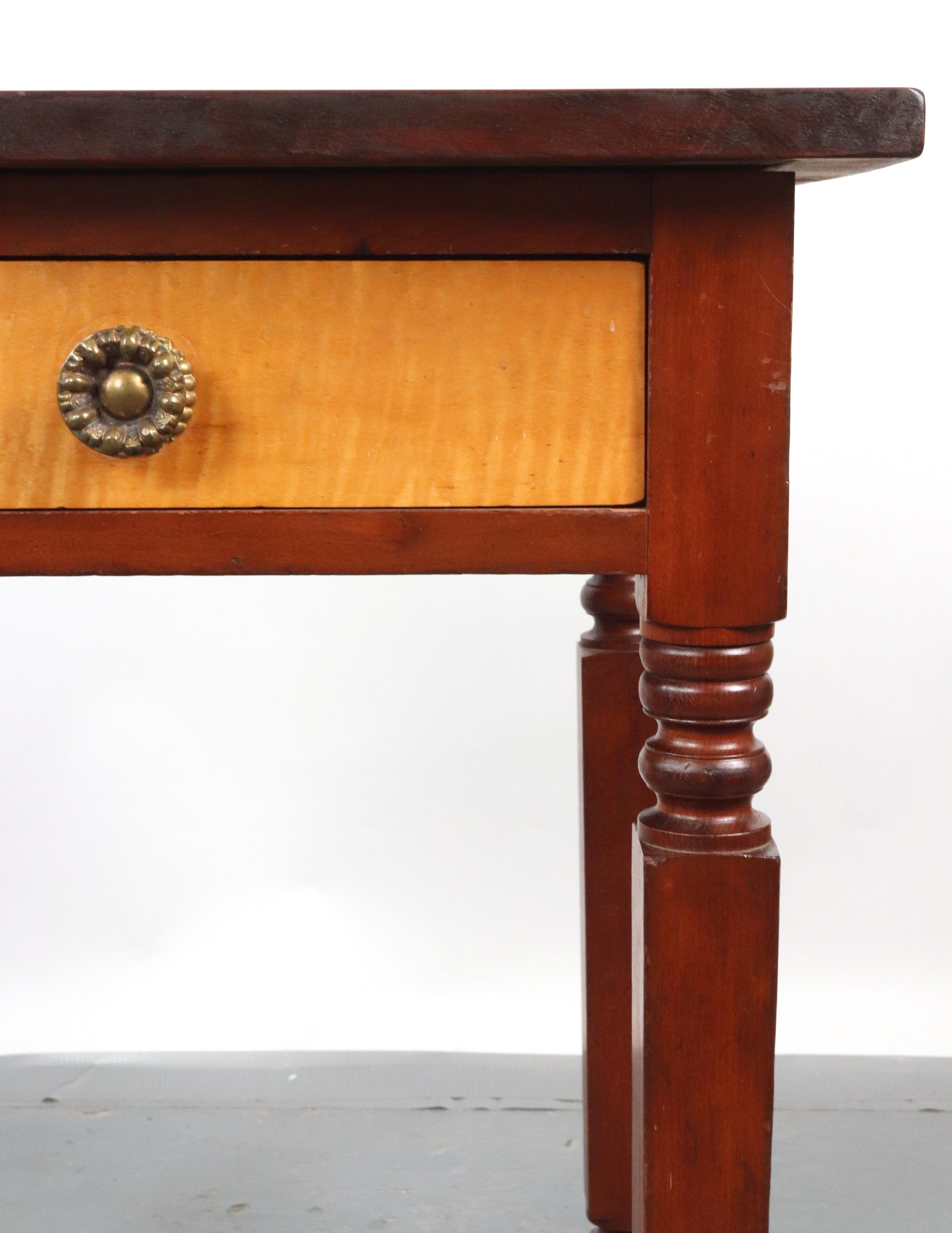 Sheraton Pine, Maple Cherry Wood 1 Drawer Side Table For Sale 4