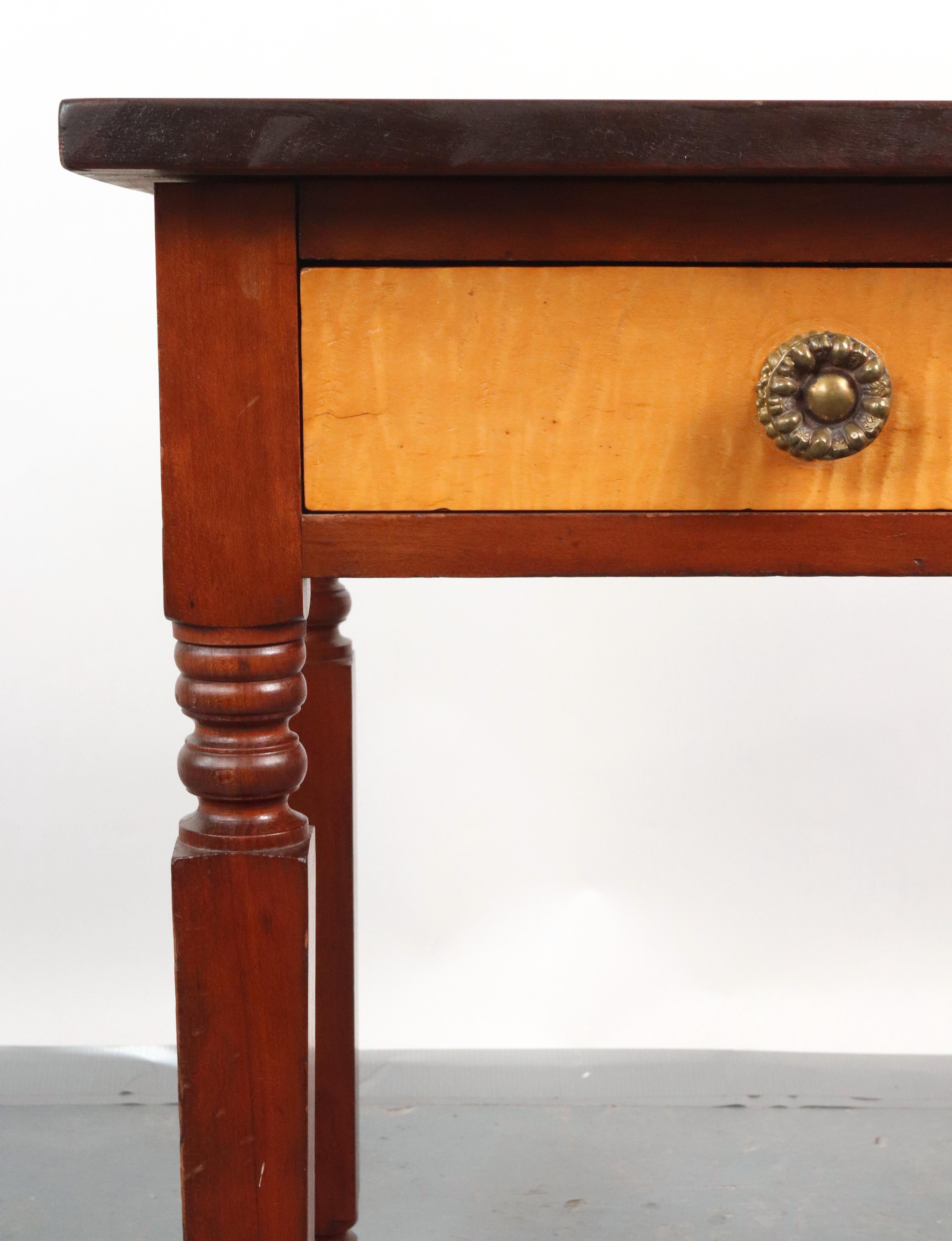Sheraton Pine, Maple Cherry Wood 1 Drawer Side Table For Sale 5