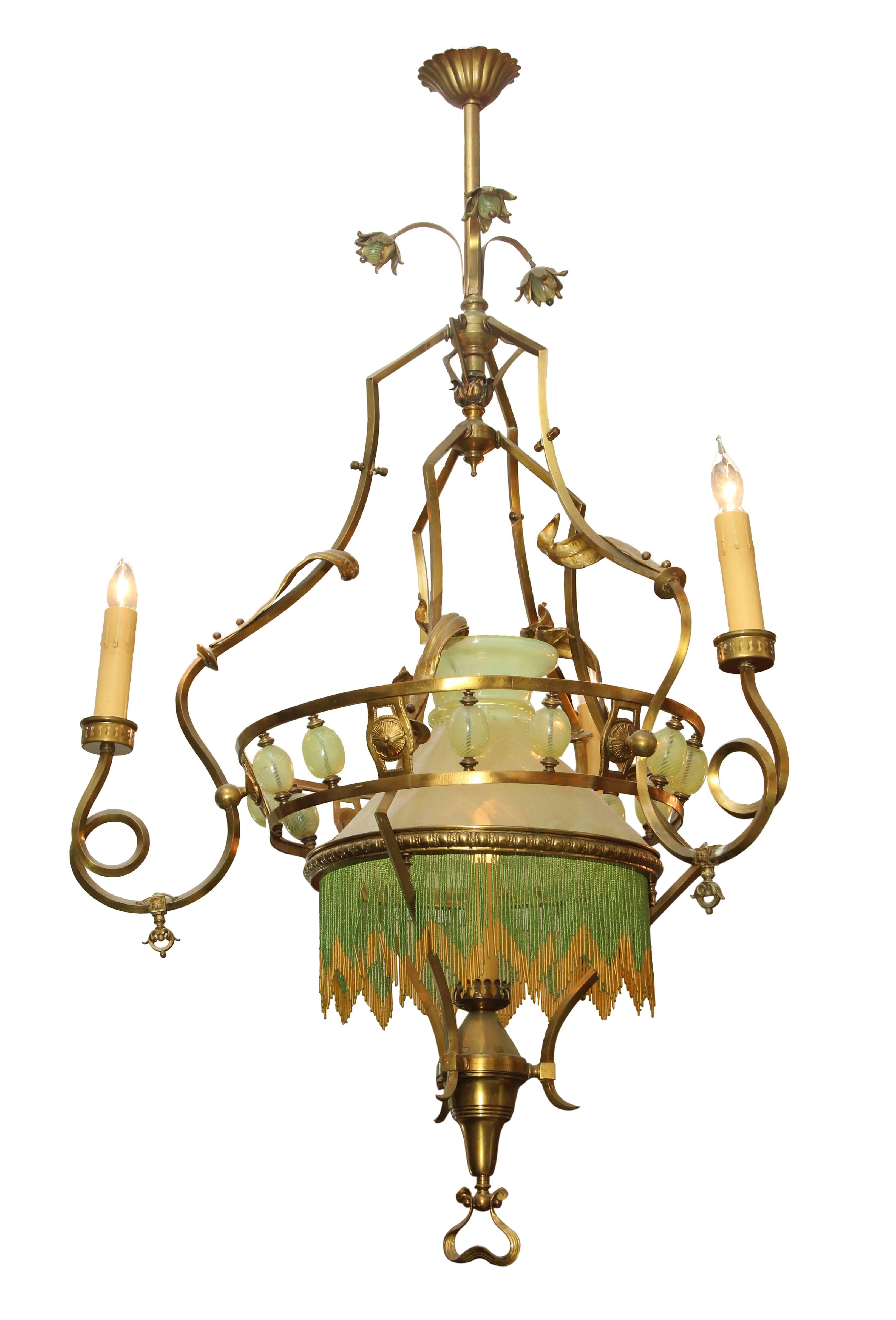 Large 19th Century Art Nouveau Chandelier In Good Condition In New York, NY