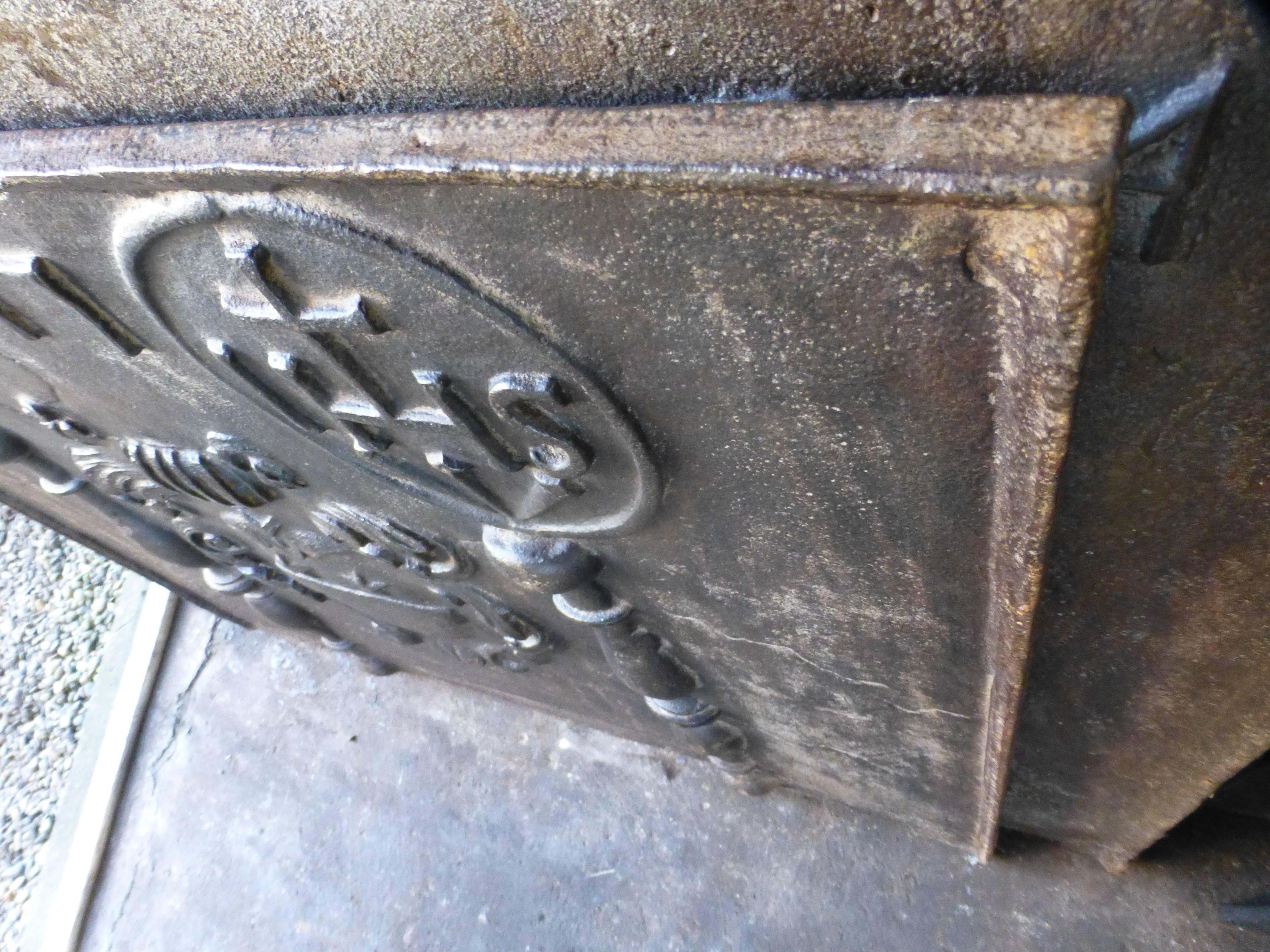 Iron 18th Century French Arms of France Fireback / Backsplash For Sale