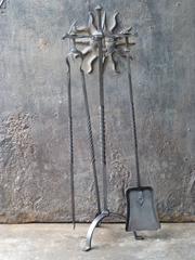19th Century Polished Steel Fireplace Tools, Companion Set