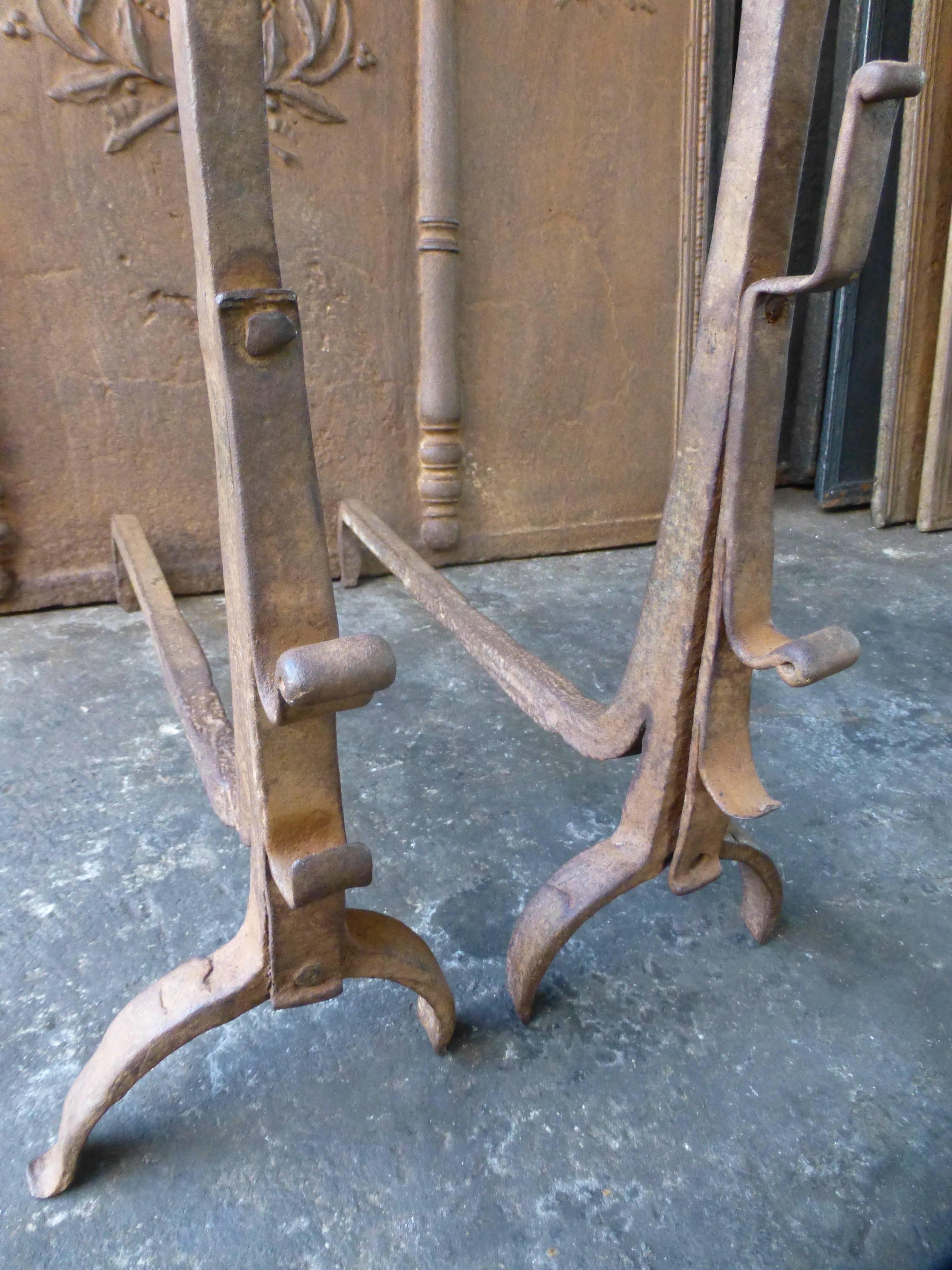 18th Century and Earlier 17th Century French Andirons, Firedogs
