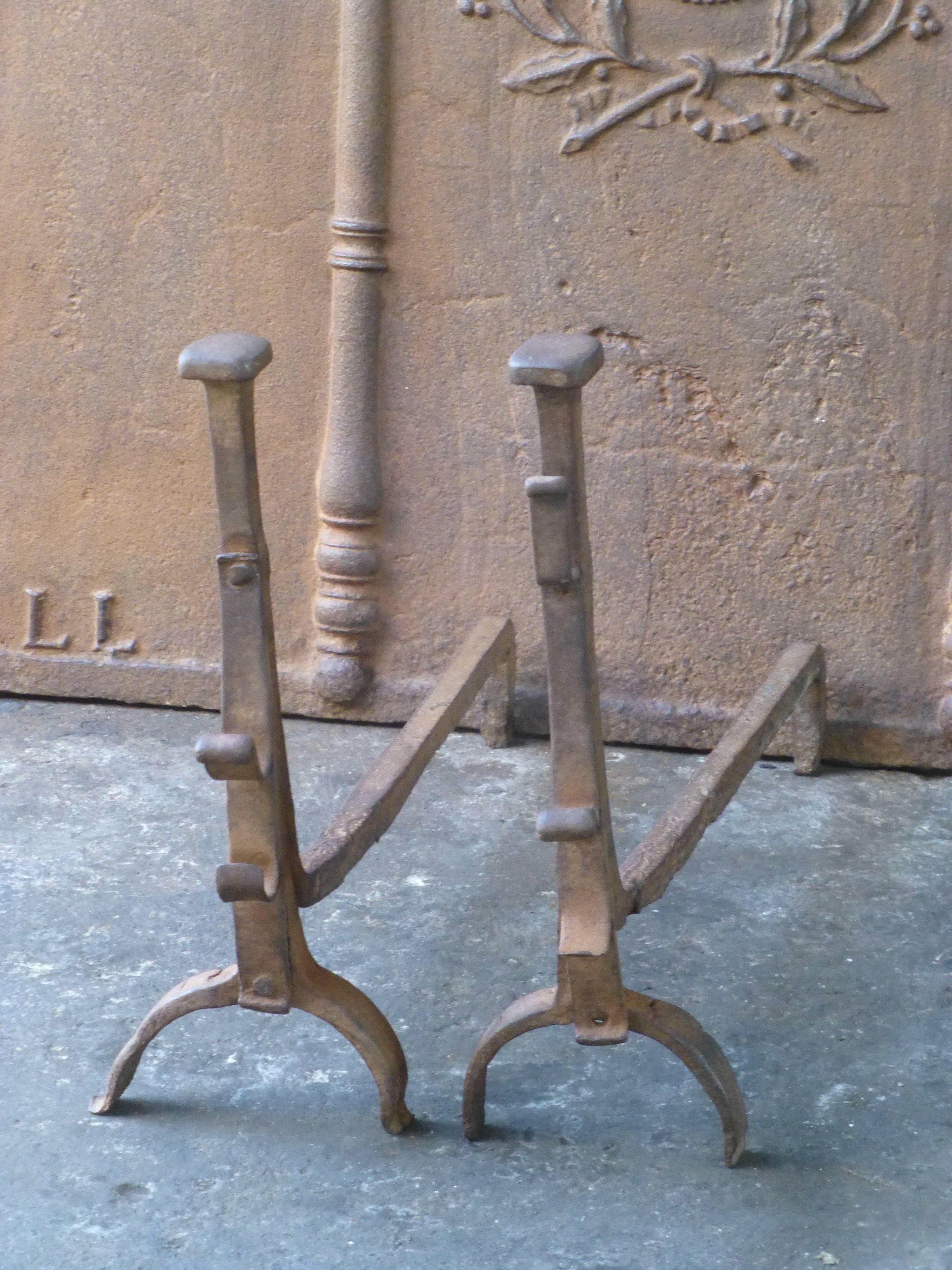 17th century French andirons - fire dogs. Made of wrought iron.

 

 