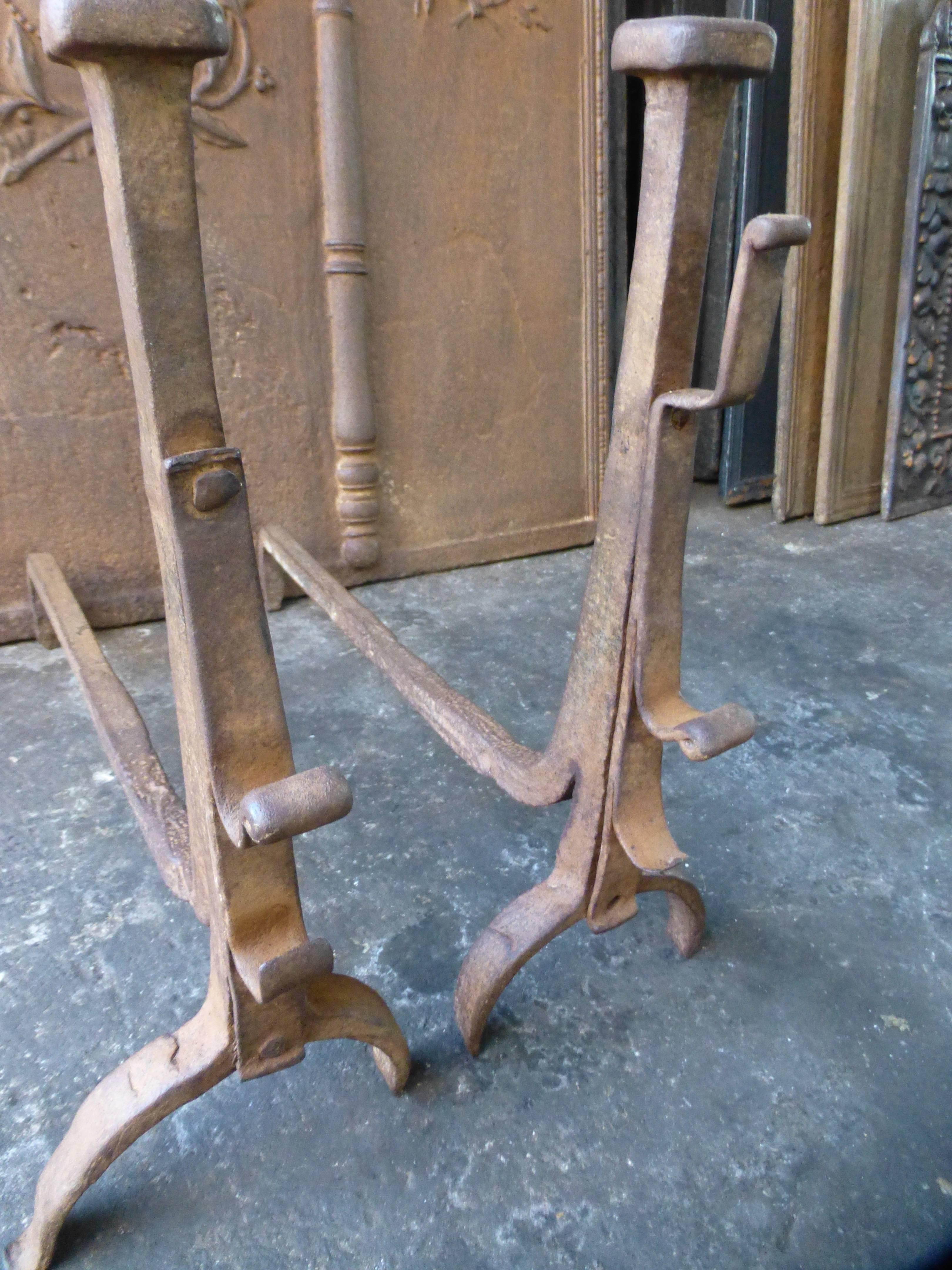 17th Century French Andirons, Firedogs In Good Condition In Amerongen, NL