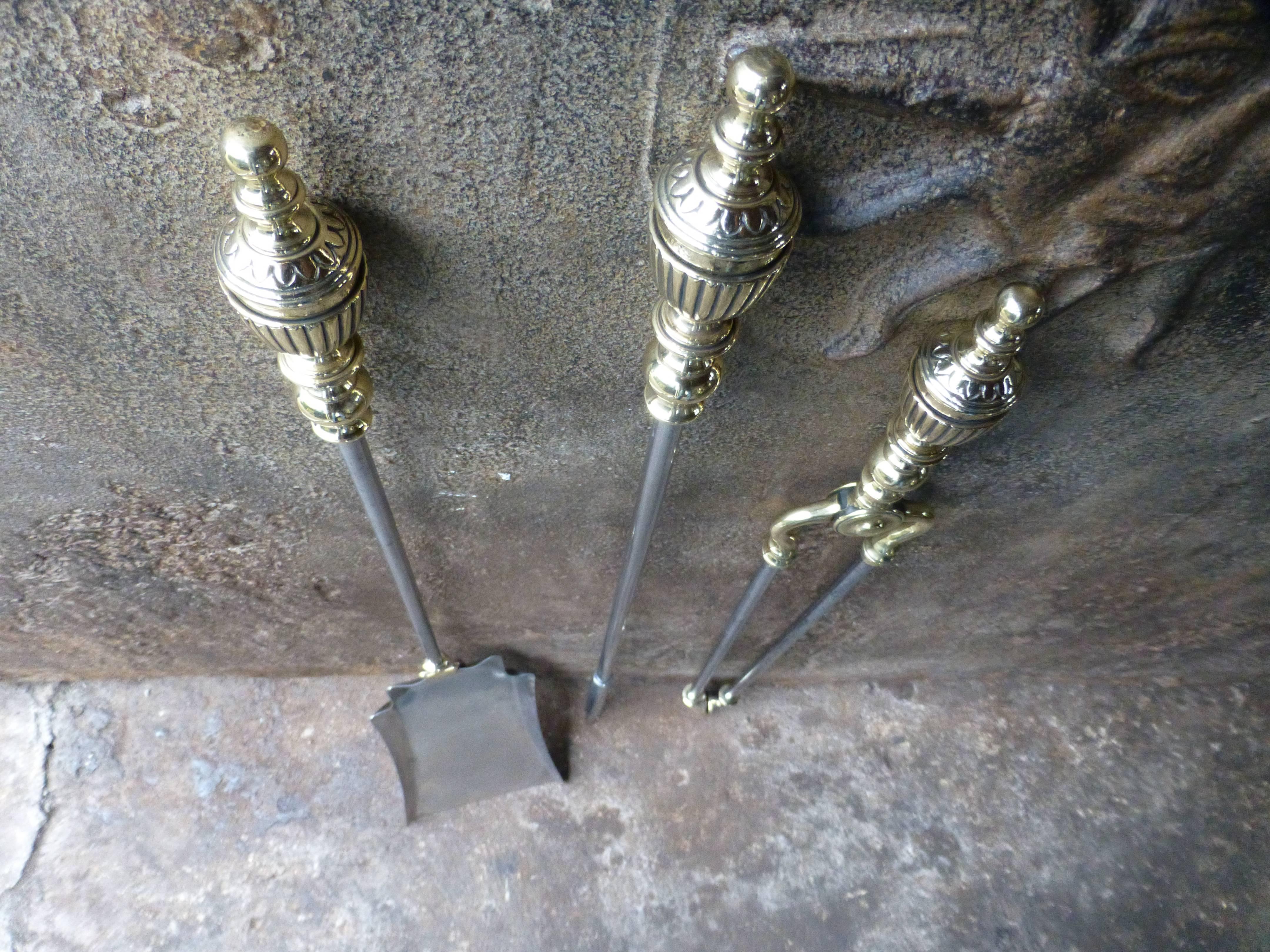 Forged 19th Century English Fireplace Toolset or Fireplace Tools
