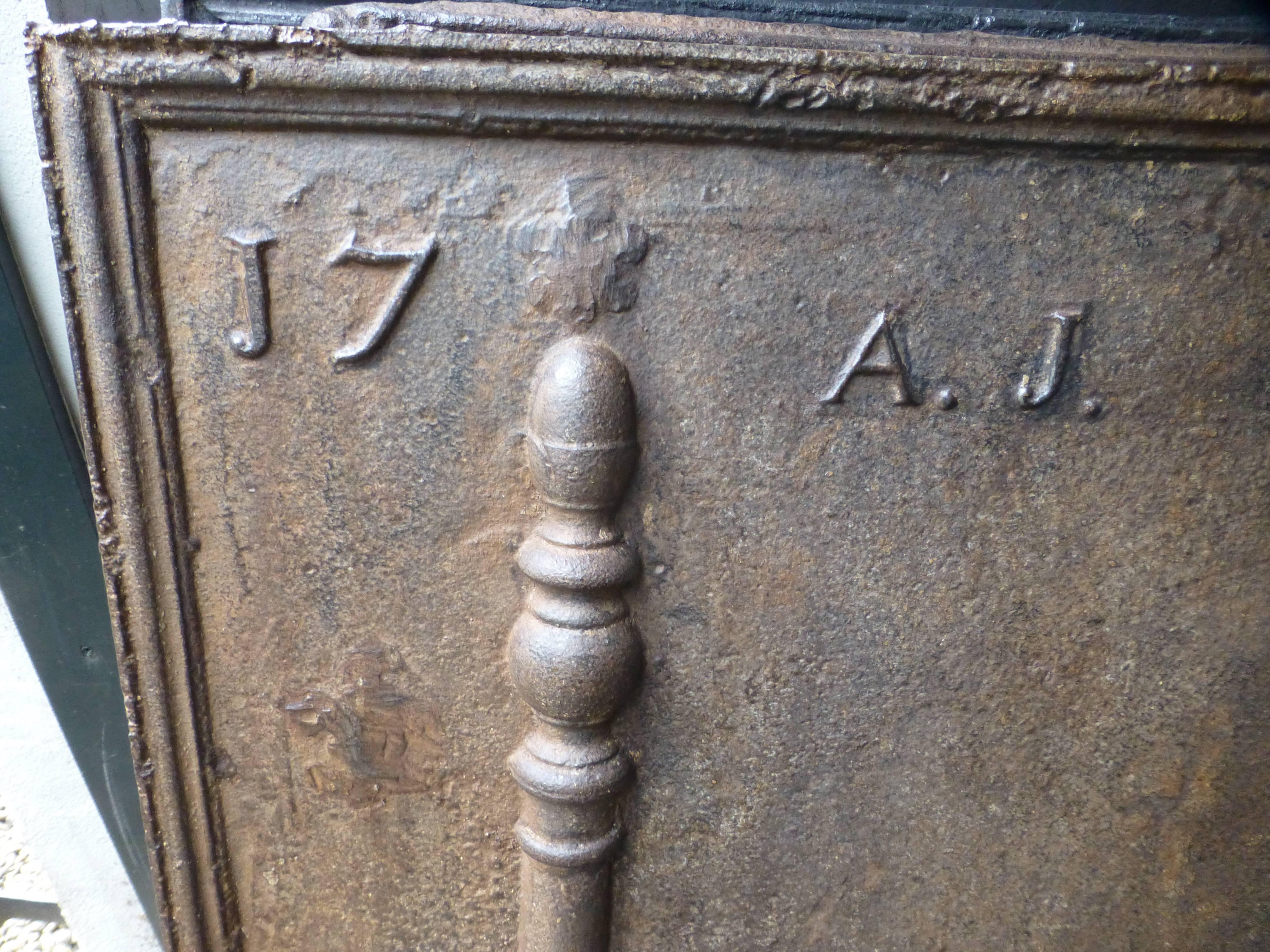 French 18th Century Fireback with Pillars and Fleurs-de-Lis