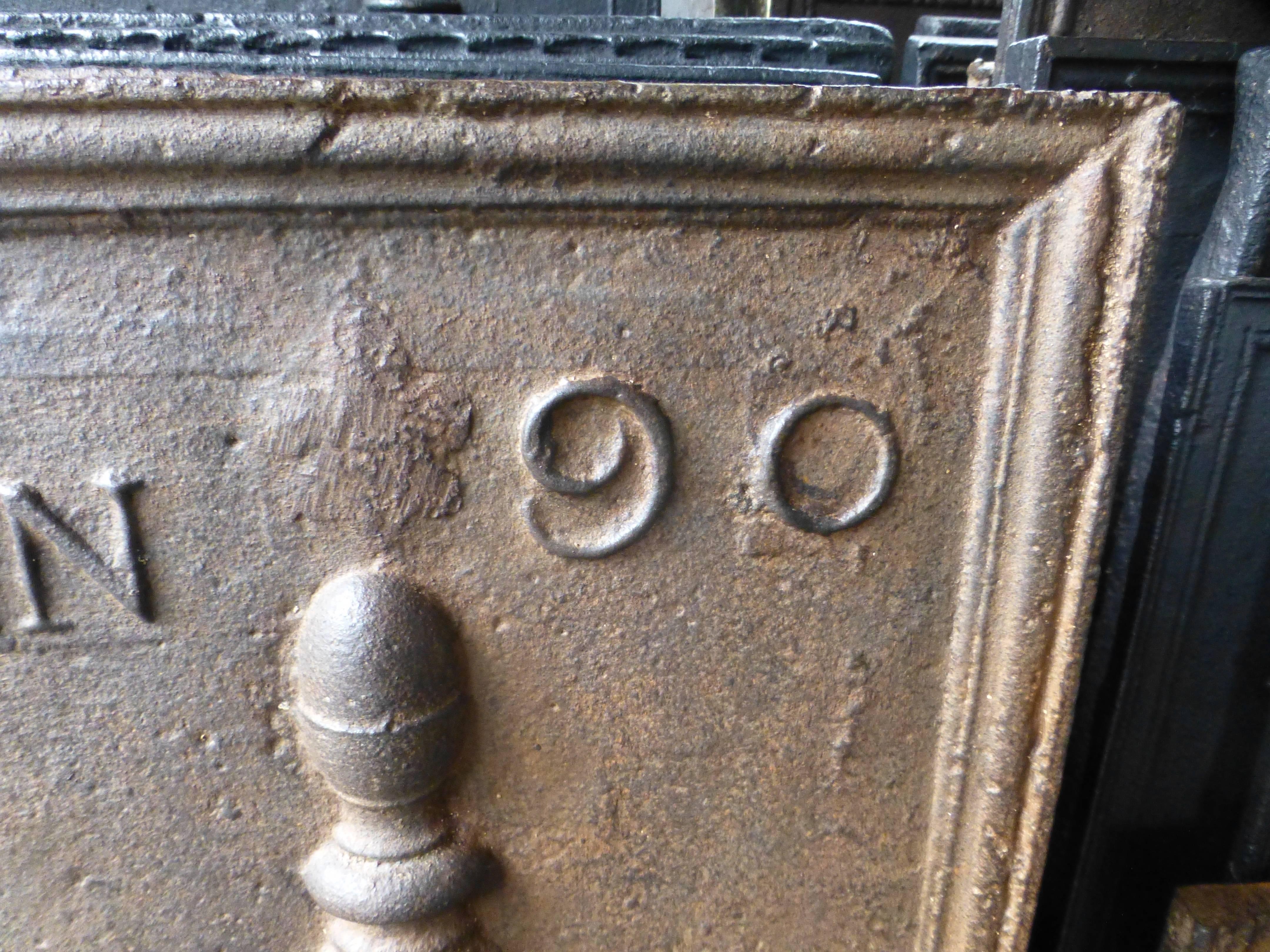 18th Century and Earlier 18th Century Fireback with Pillars and Fleurs-de-Lis