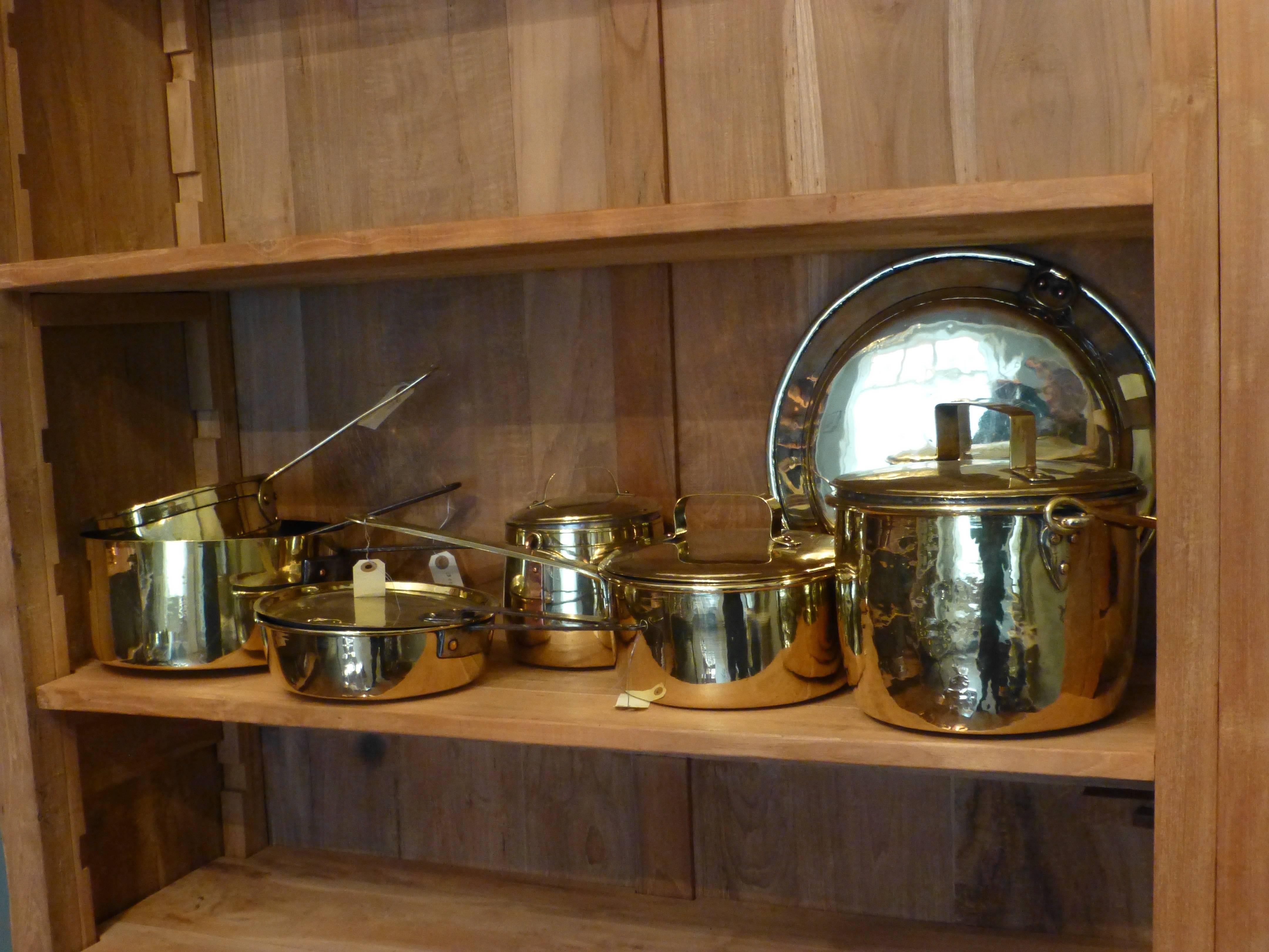 18th-19th Century English Polished Brass Set of Cooking Pots 3