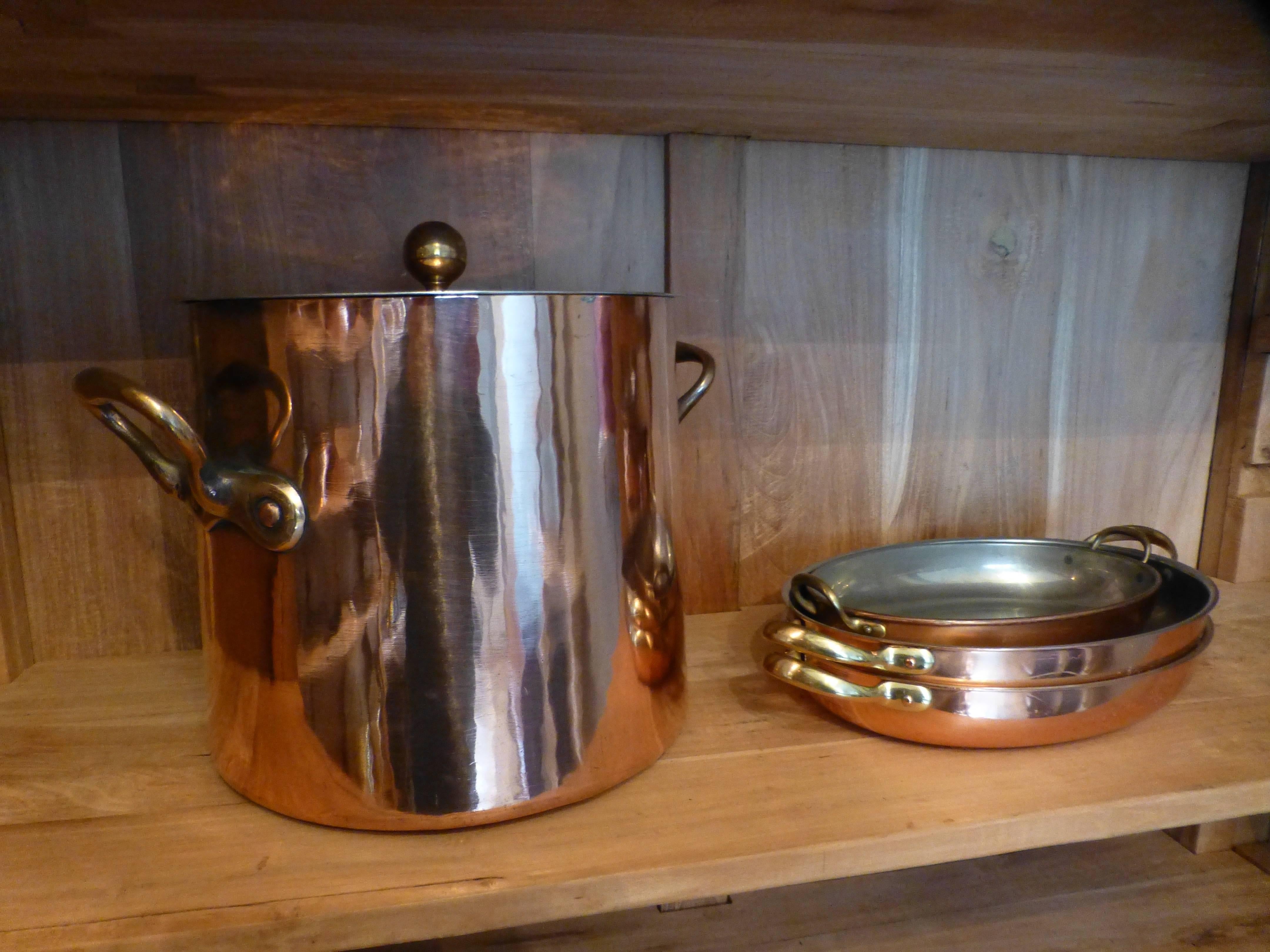 Tinned Set of Copper Stock Pot and Baking Pans 2