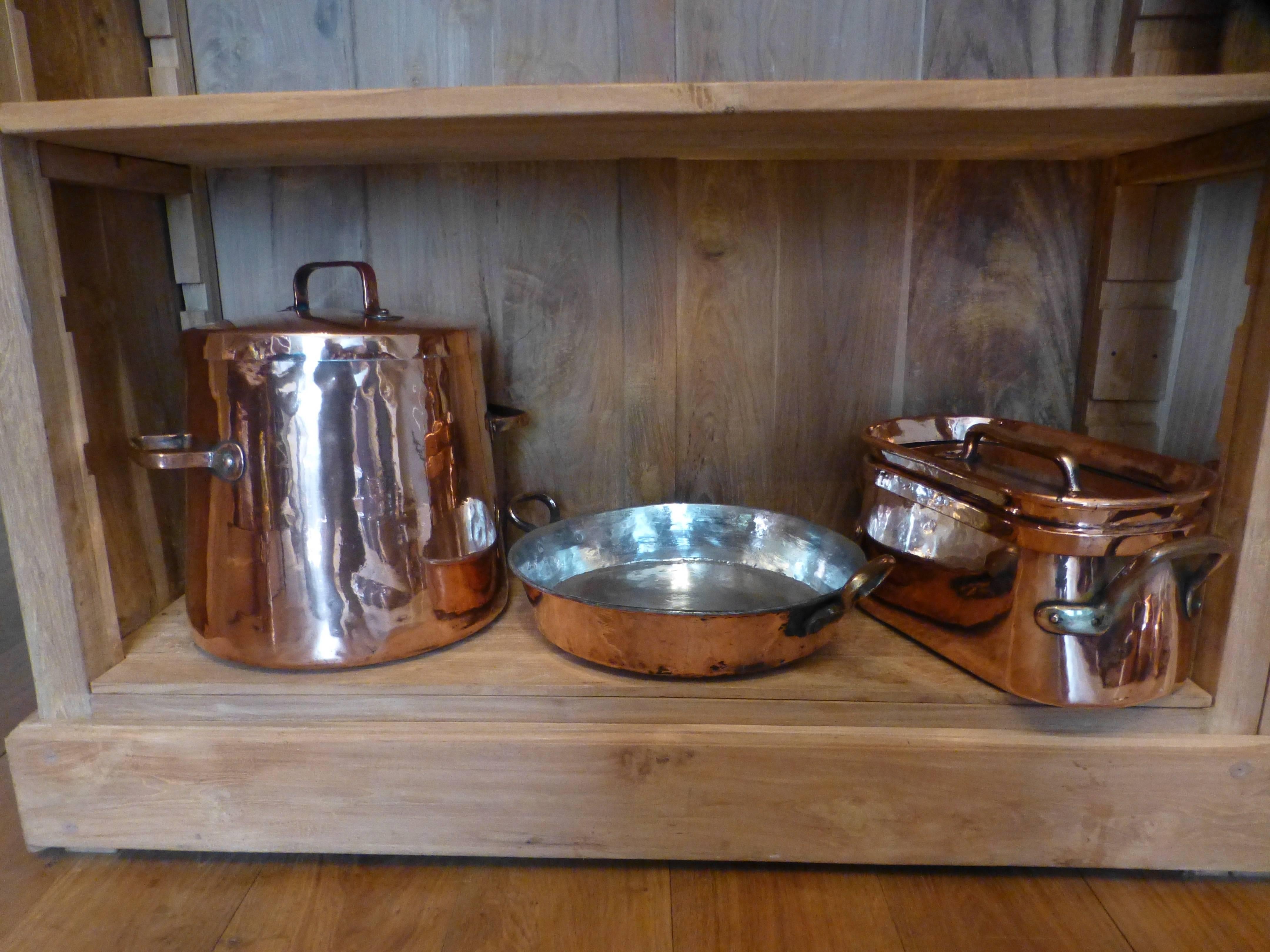 Copper Antique, Re-Tinned Stock Pot and Stewing Pots