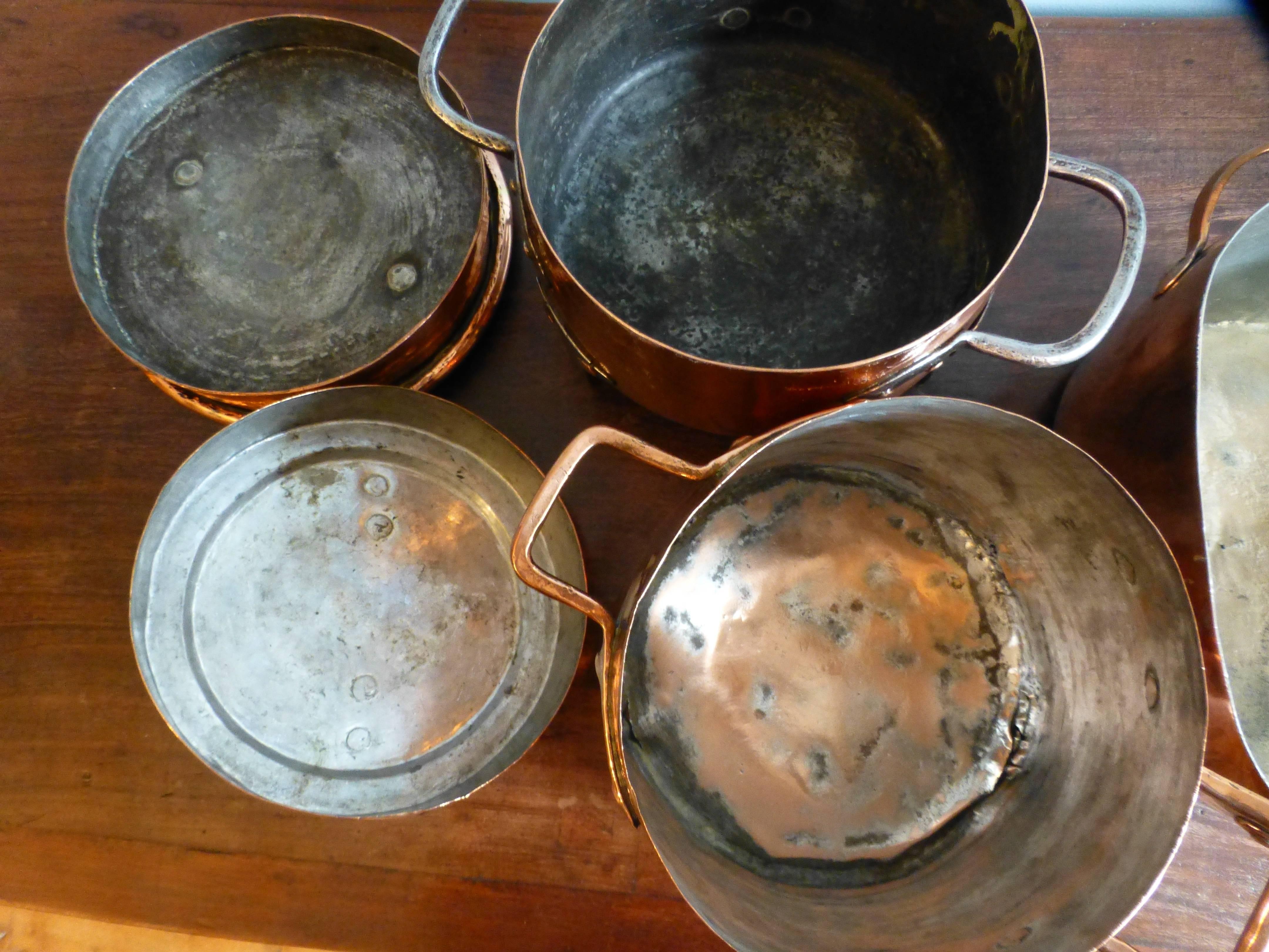 French Decorative, Polished Set of Two Stock Pots and Stewing Pot