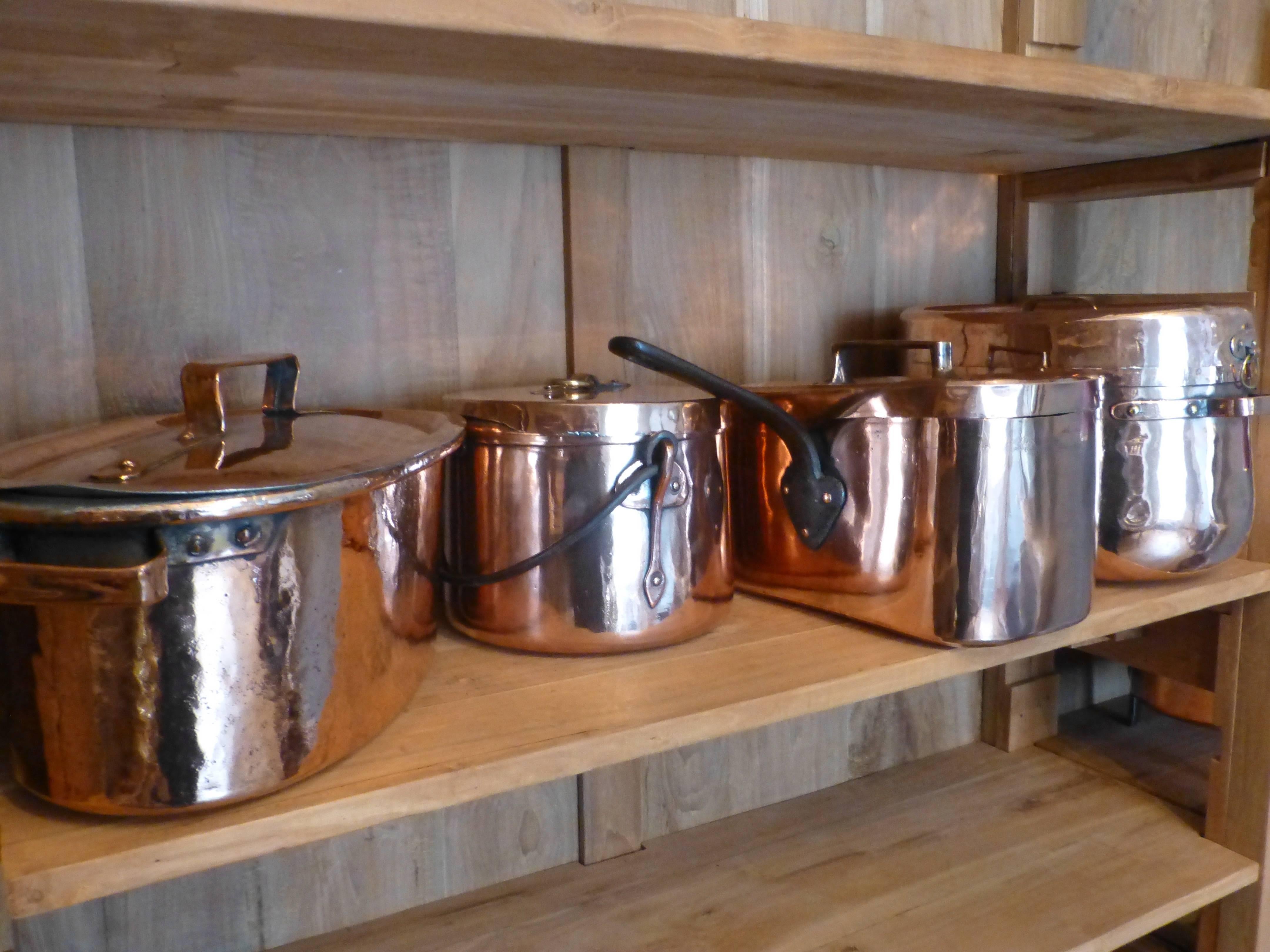 Magnificent French Set of Re-Tinned Copper Pans, Copper Pots 2