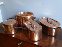 Magnificent French Set of Re-Tinned Copper Pans, Copper Pots