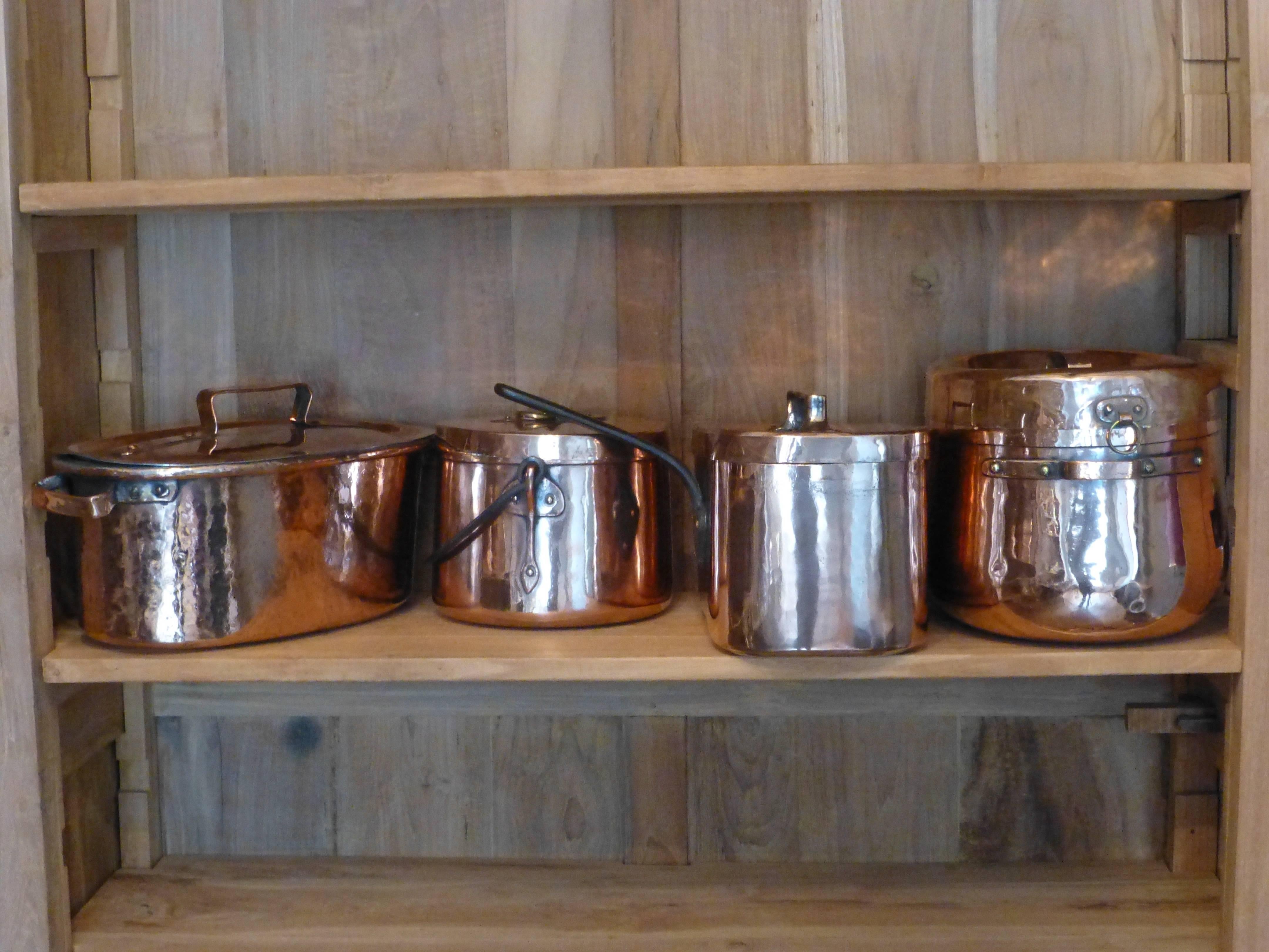 19th Century Magnificent French Set of Re-Tinned Copper Pans, Copper Pots
