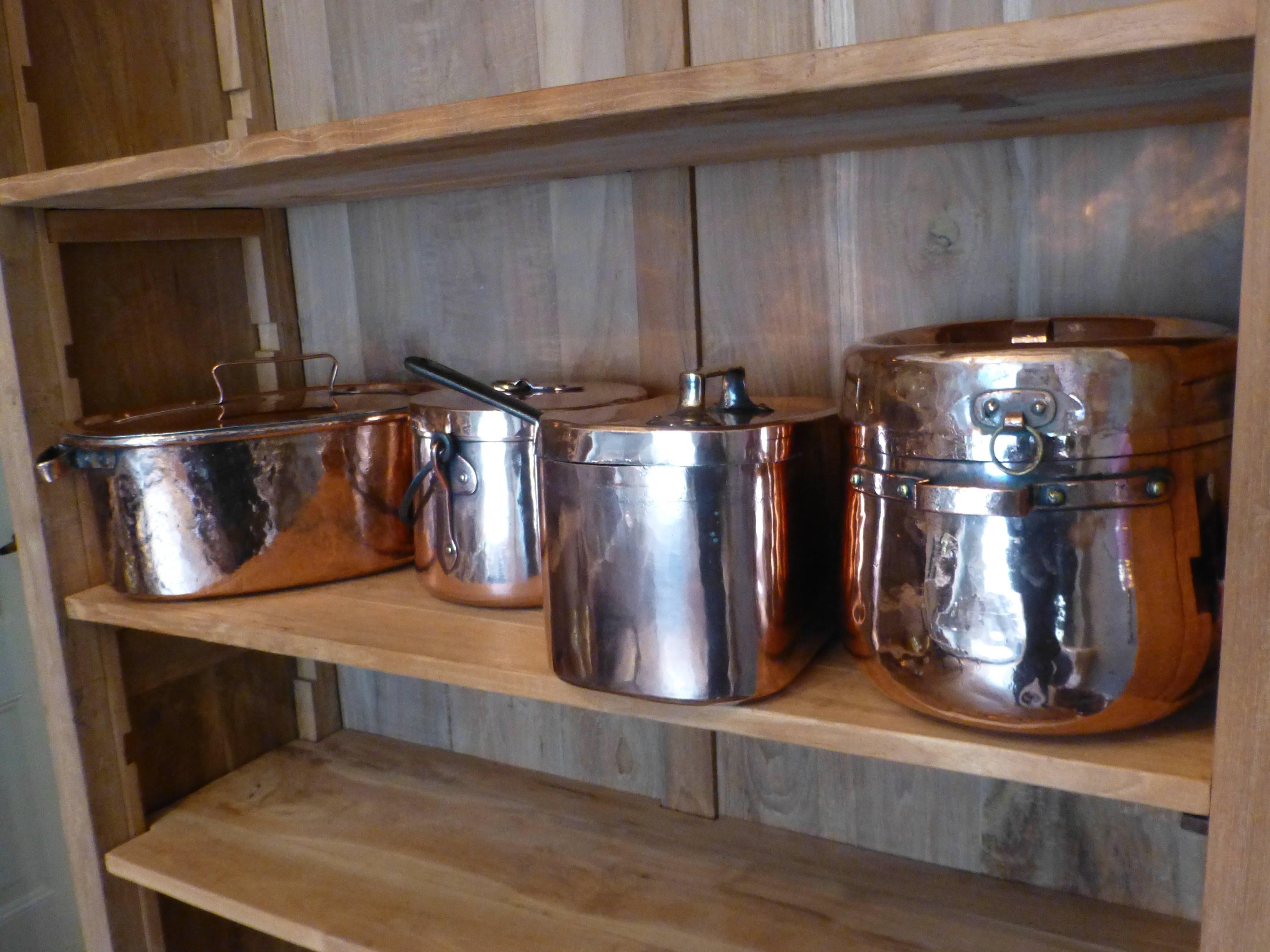 Magnificent French Set of Re-Tinned Copper Pans, Copper Pots 1
