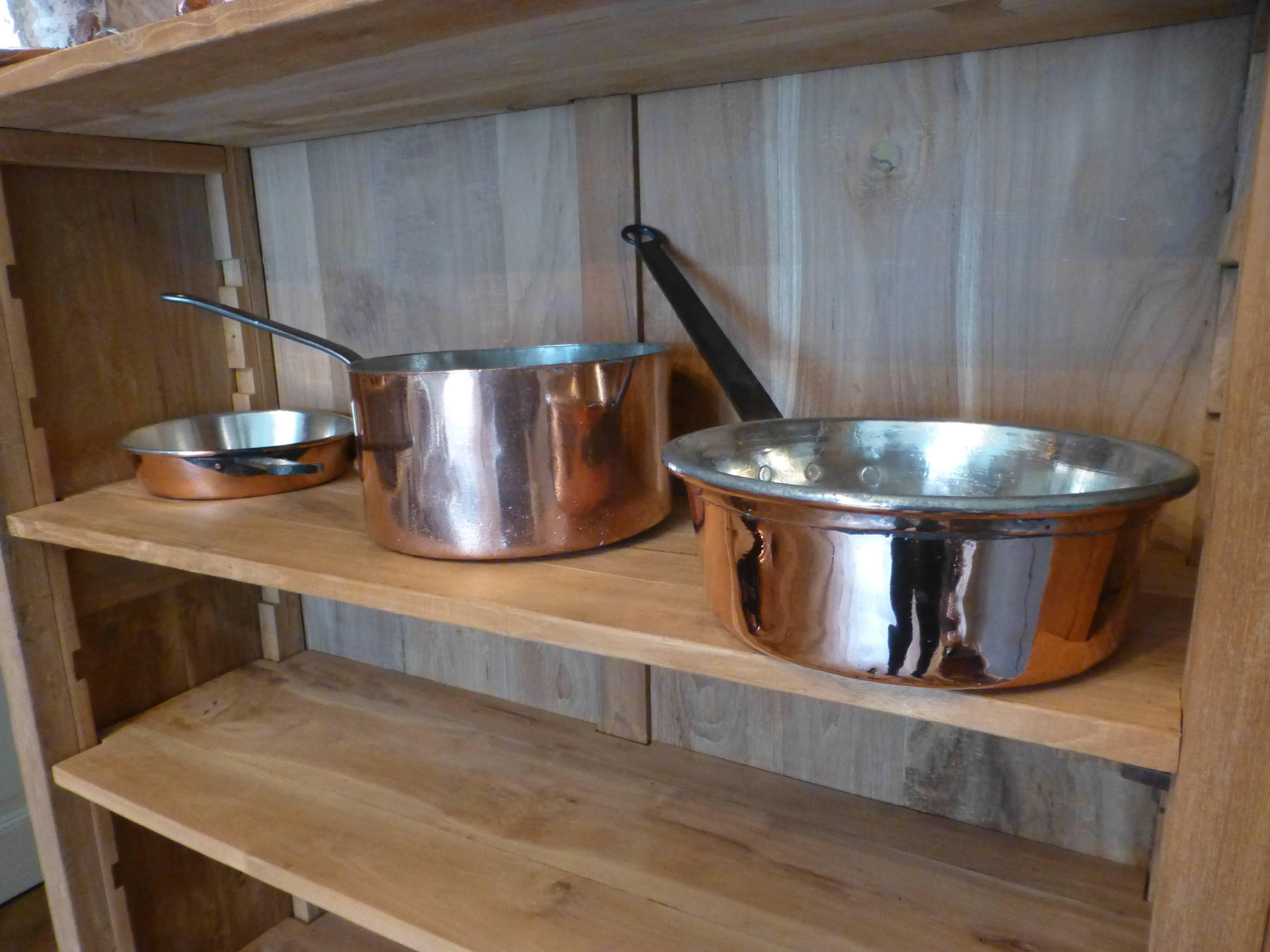 Set of Three Re-Tinned Copper Pots, Copper Pans 4