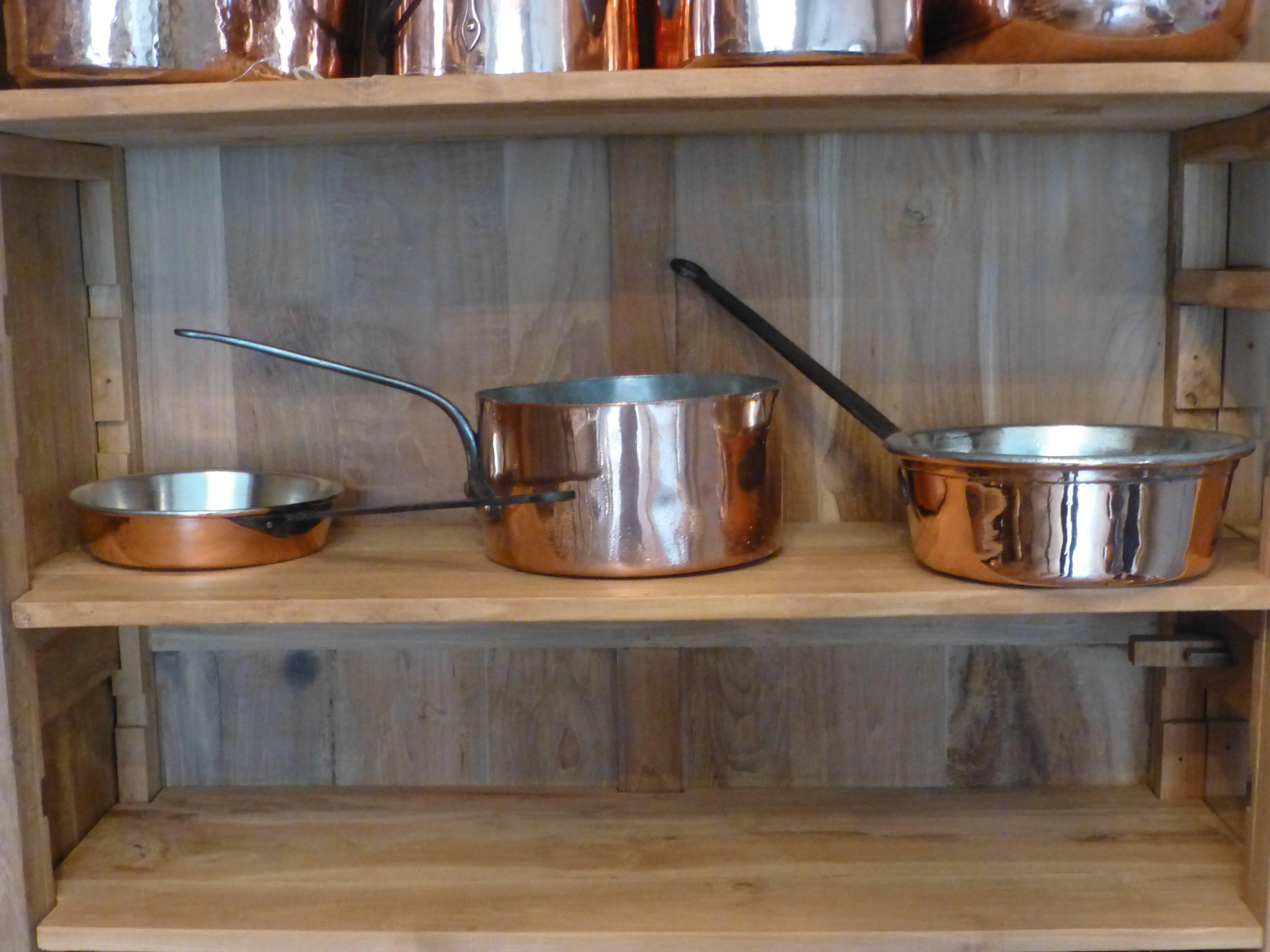 Set of Three Re-Tinned Copper Pots, Copper Pans 3