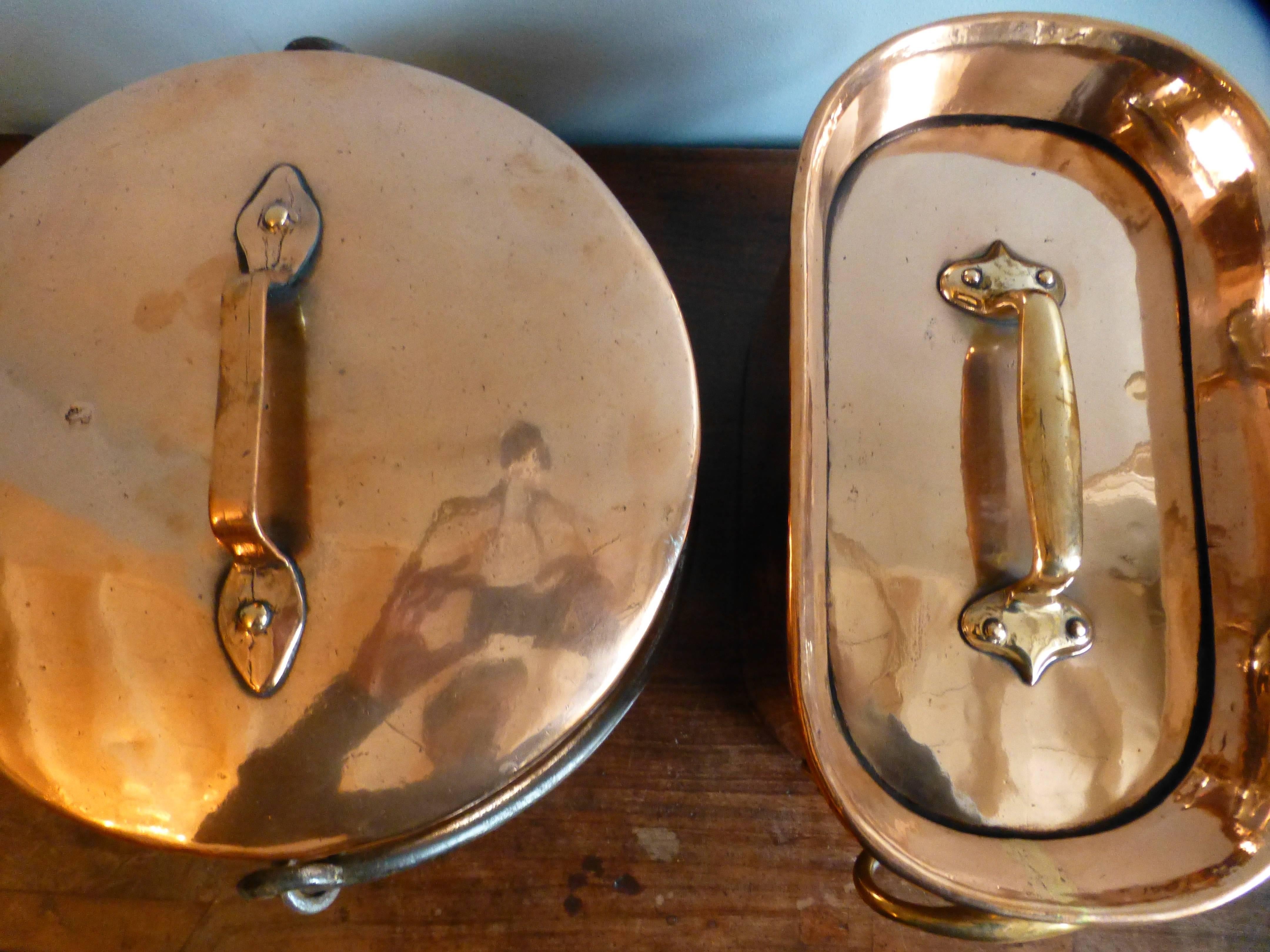 French Magnificent Set of Re-Tinned Copper Pans, Pots