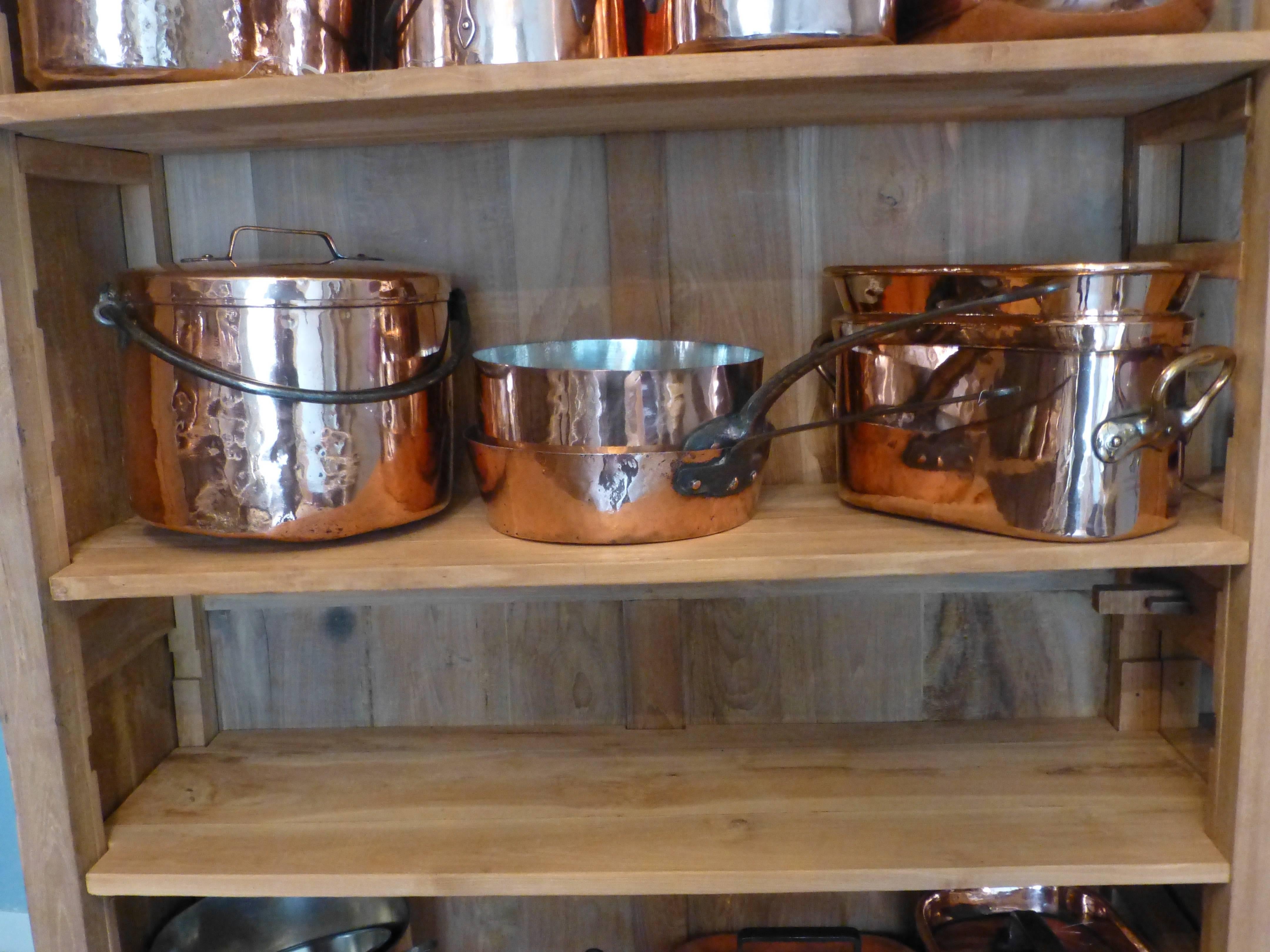 Magnificent Set of Re-Tinned Copper Pans, Pots 2