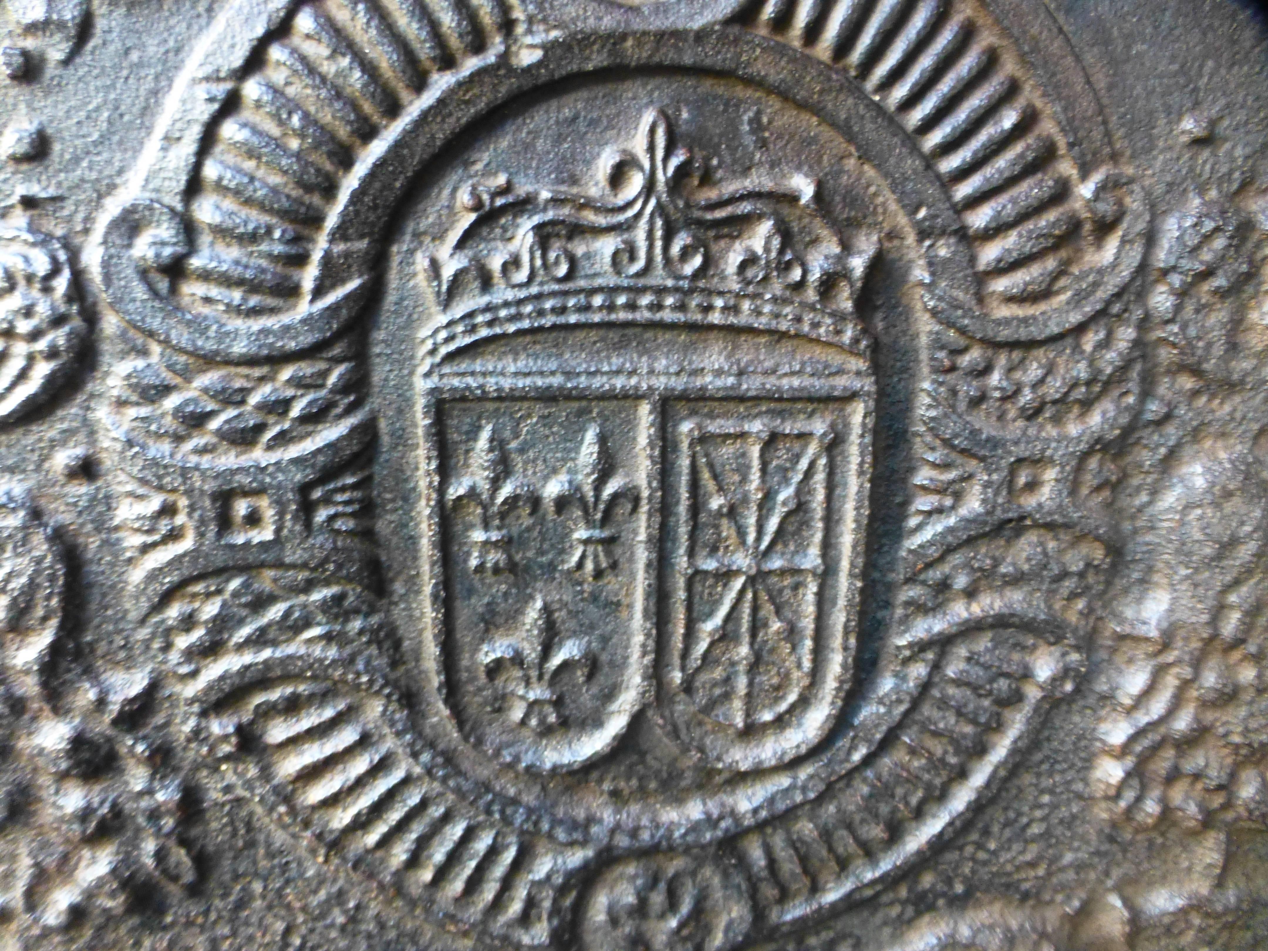 Cast 17th Century Arms of France and Navarre Fireback