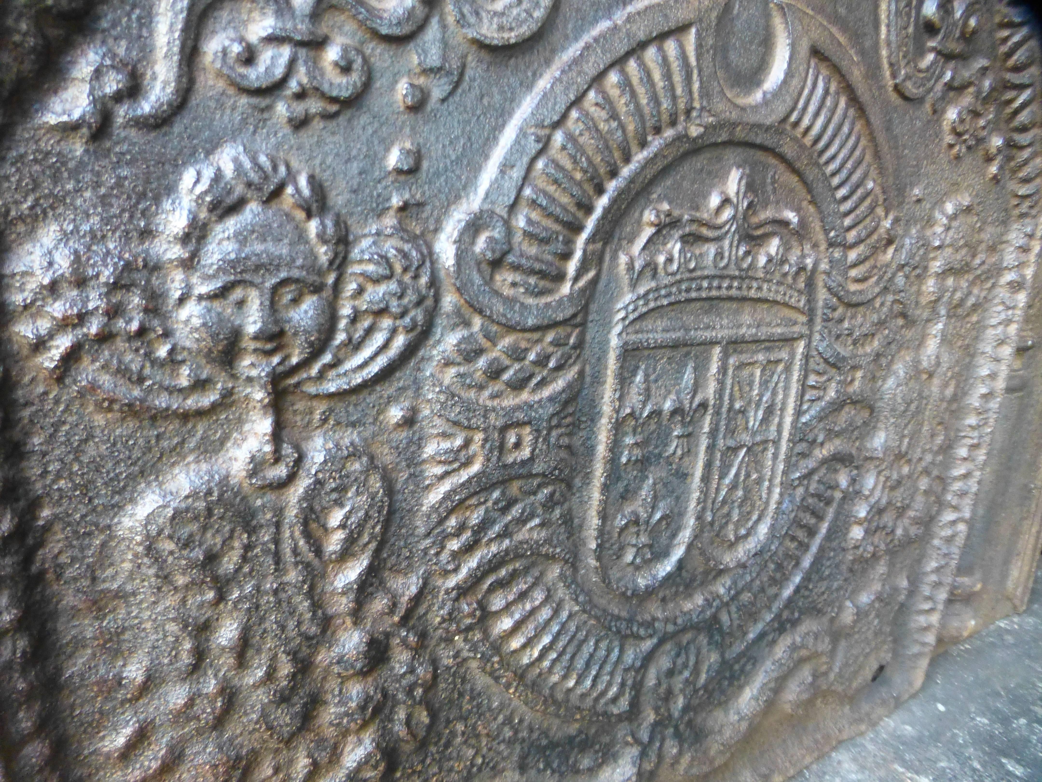 18th Century and Earlier 17th Century Arms of France and Navarre Fireback