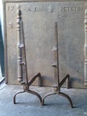 17th Century Large French Gothic Andirons, Firedogs
