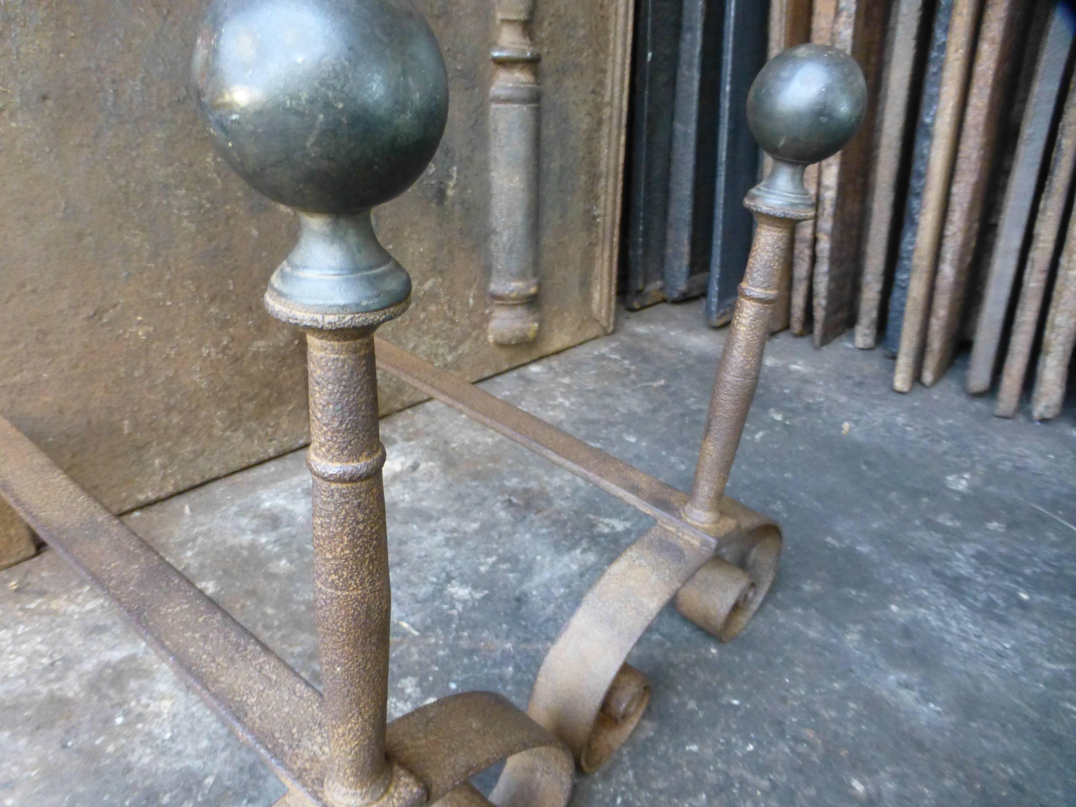 19th Century Wrought Iron Firedogs, Andirons In Good Condition In Amerongen, NL